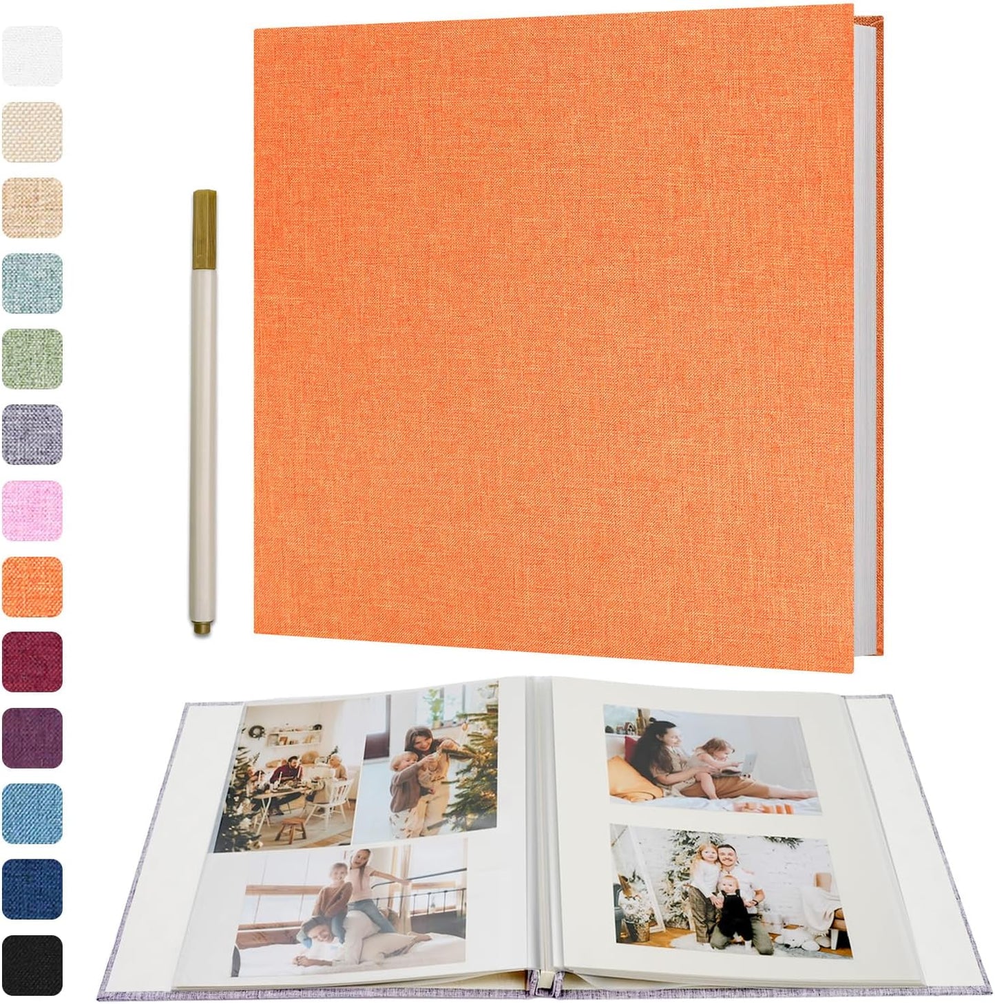 Vienrose Large Photo Album Self Adhesive for 4x6 5x7 8x10 Pictures Scrapbook Album DIY Scrap Book 40 Sticky Pages with A Metallic Pen Orange