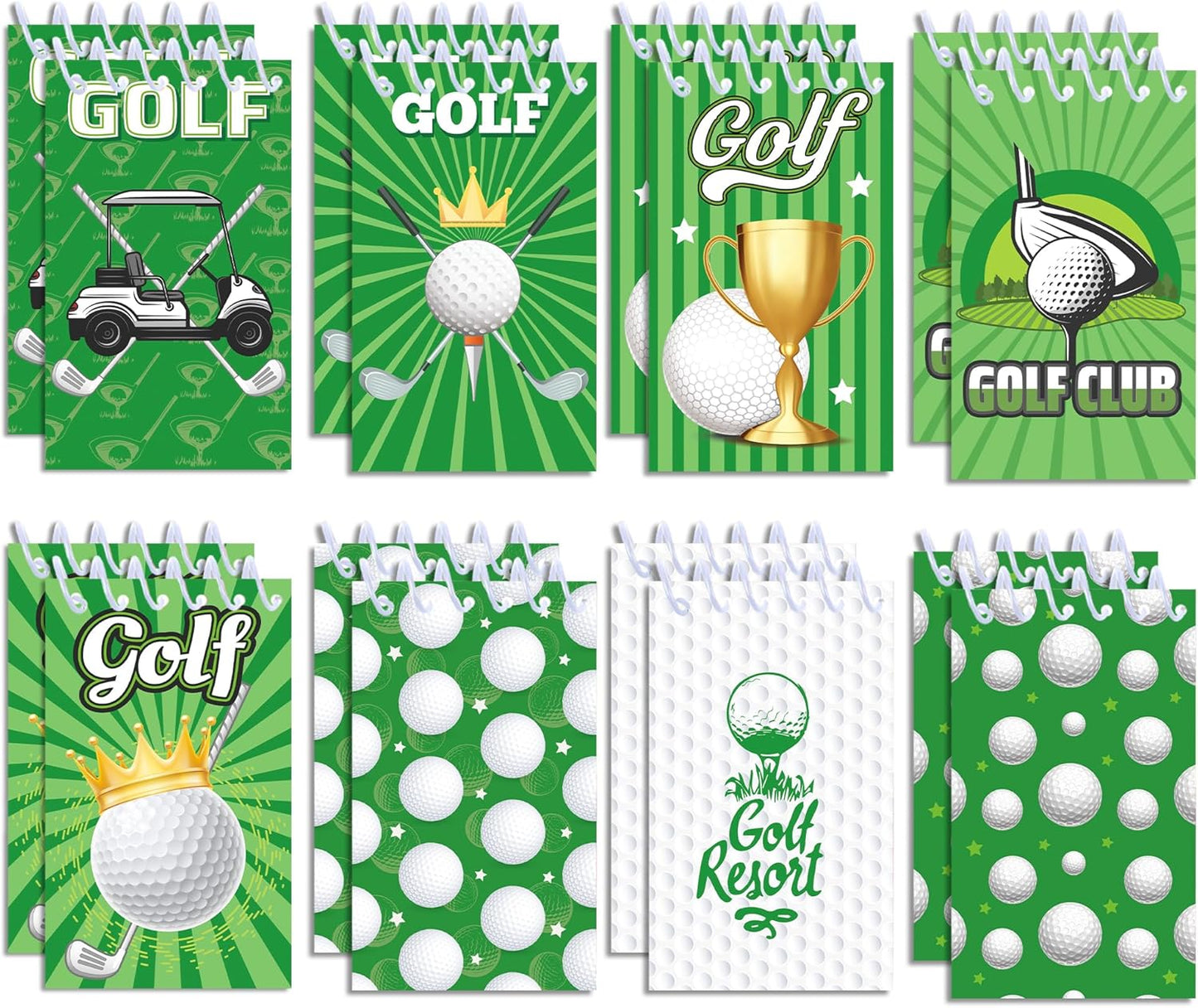 24 Pcs Mini Golf Themed Notepads Sports Ball Party Favors Sports Ball Spiral Pocket Notepads Goodie Bag Stuffers Notepads Spiral Mini Notebooks for Teens Teacher Classroom Reward