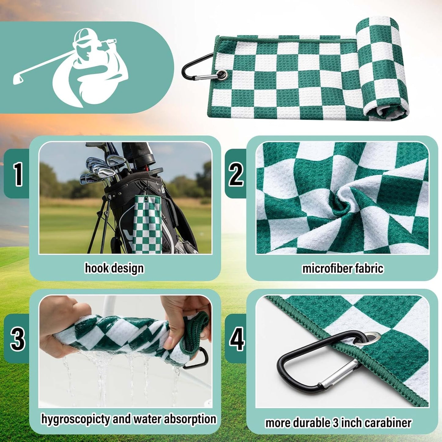 Liliful 12 Pcs Golf Accessories Kit, Include Golf Ball Bag with Hook Towel Tees Magnetic Ball Marker Divot Tool Cleaner Brush for Women Man Gifts