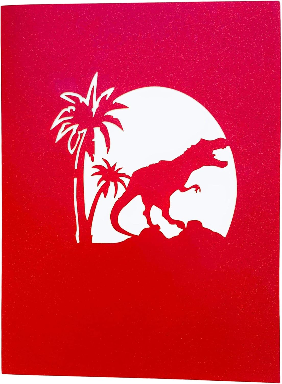 iGifts And Cards Funny Christmas Dinosaur 3D Pop-Up Card – Santa Hat T-Rex with Gifts & Candy Canes – Holiday Greeting for Kids, Dinosaur Lovers, Friends, Coworkers – 6x8 Inches