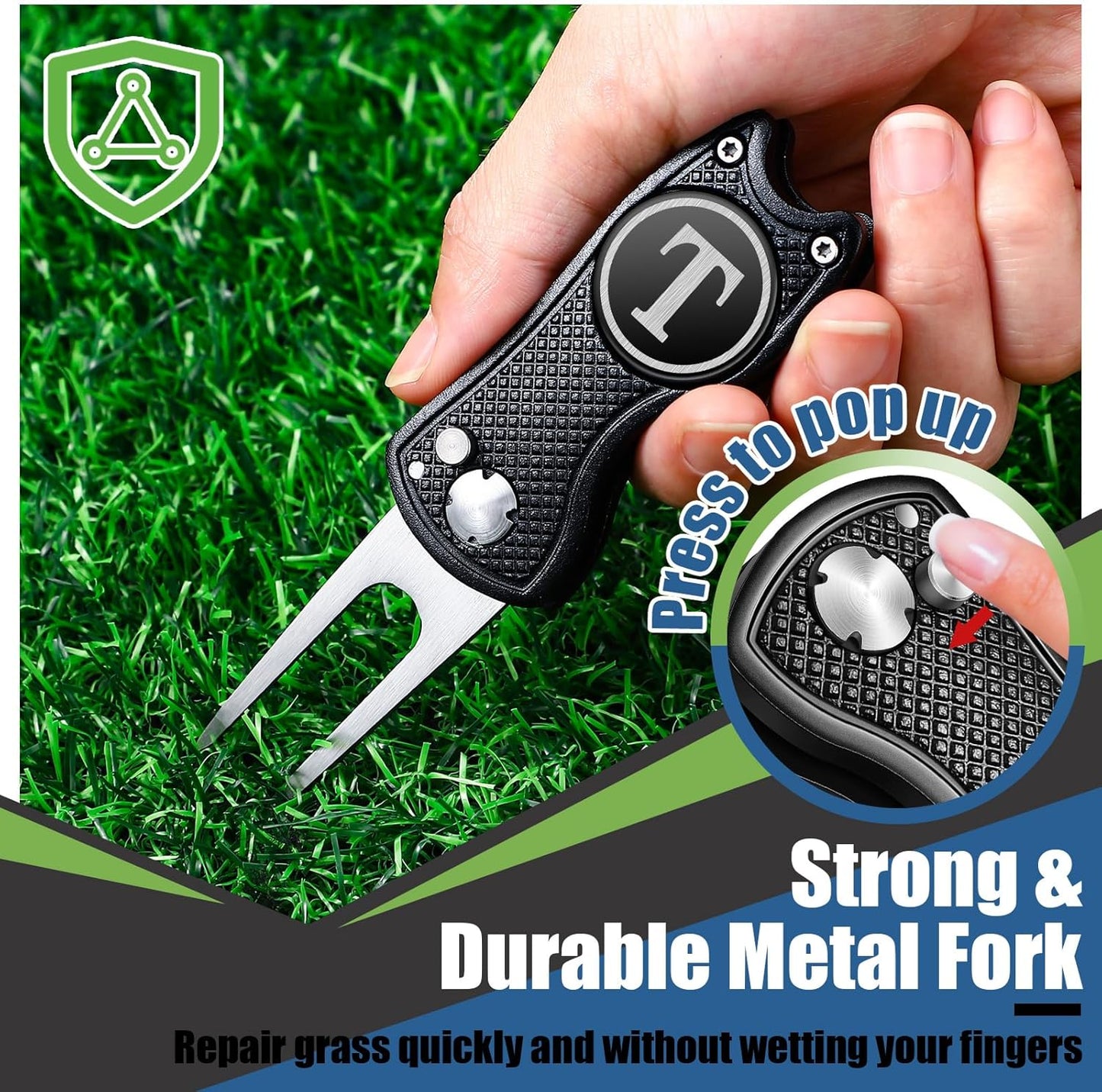 Golf Divot Repair Tool with Letter Custom Monogrammed Initial Ball Marker Divot Tool Foldable Metal with Magnetic Putt Alignment Golf Gifts for Men Father Golfer Christmas