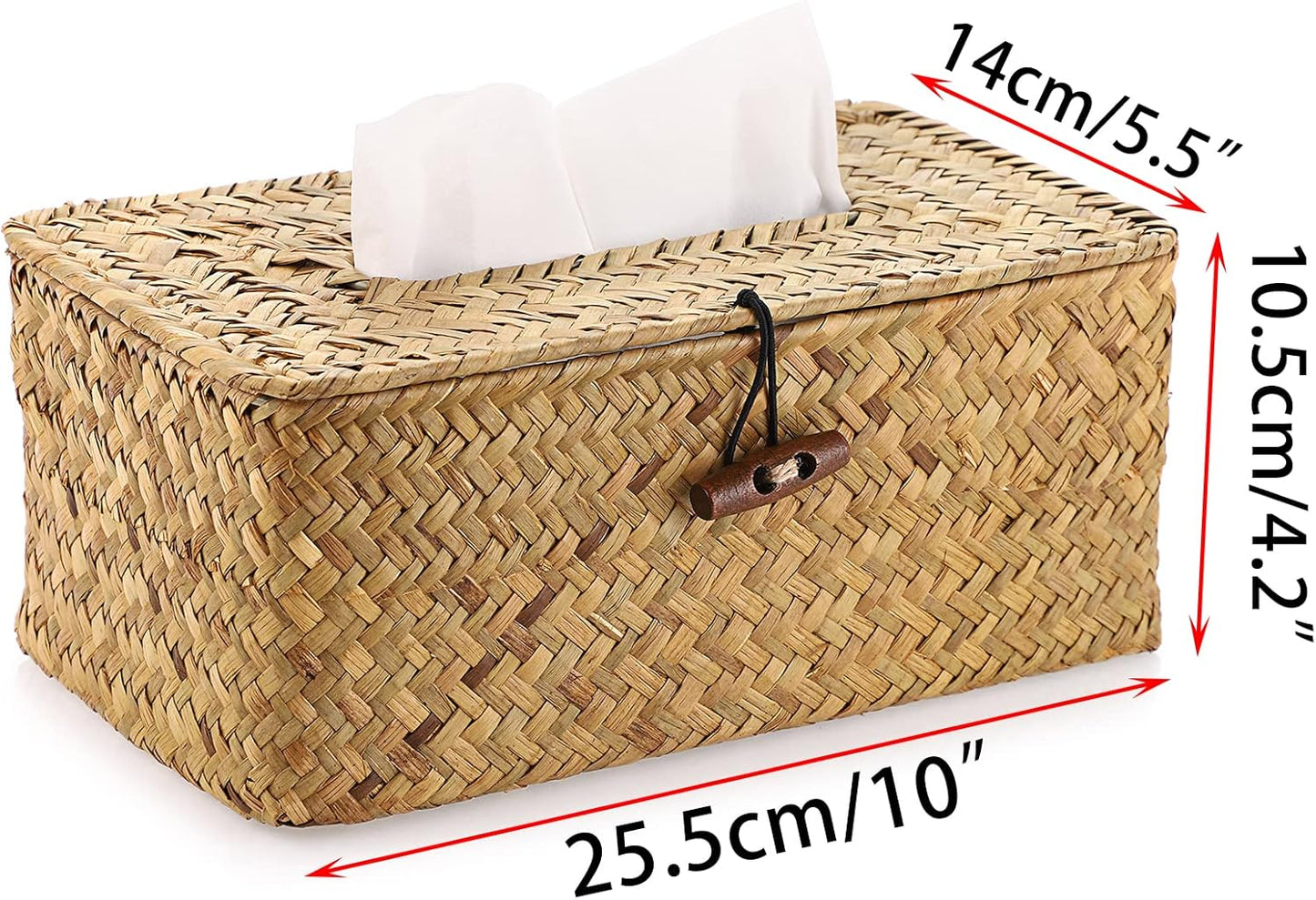 Sumnacon Tissue Box Cover Rectangle Tissue Box Seagrass Tissue Box Holder Woven Tissue Holder Decorative Tissue Cover for Bathroom Tissue Box Cover Rectangular for Home Office Table Yellow