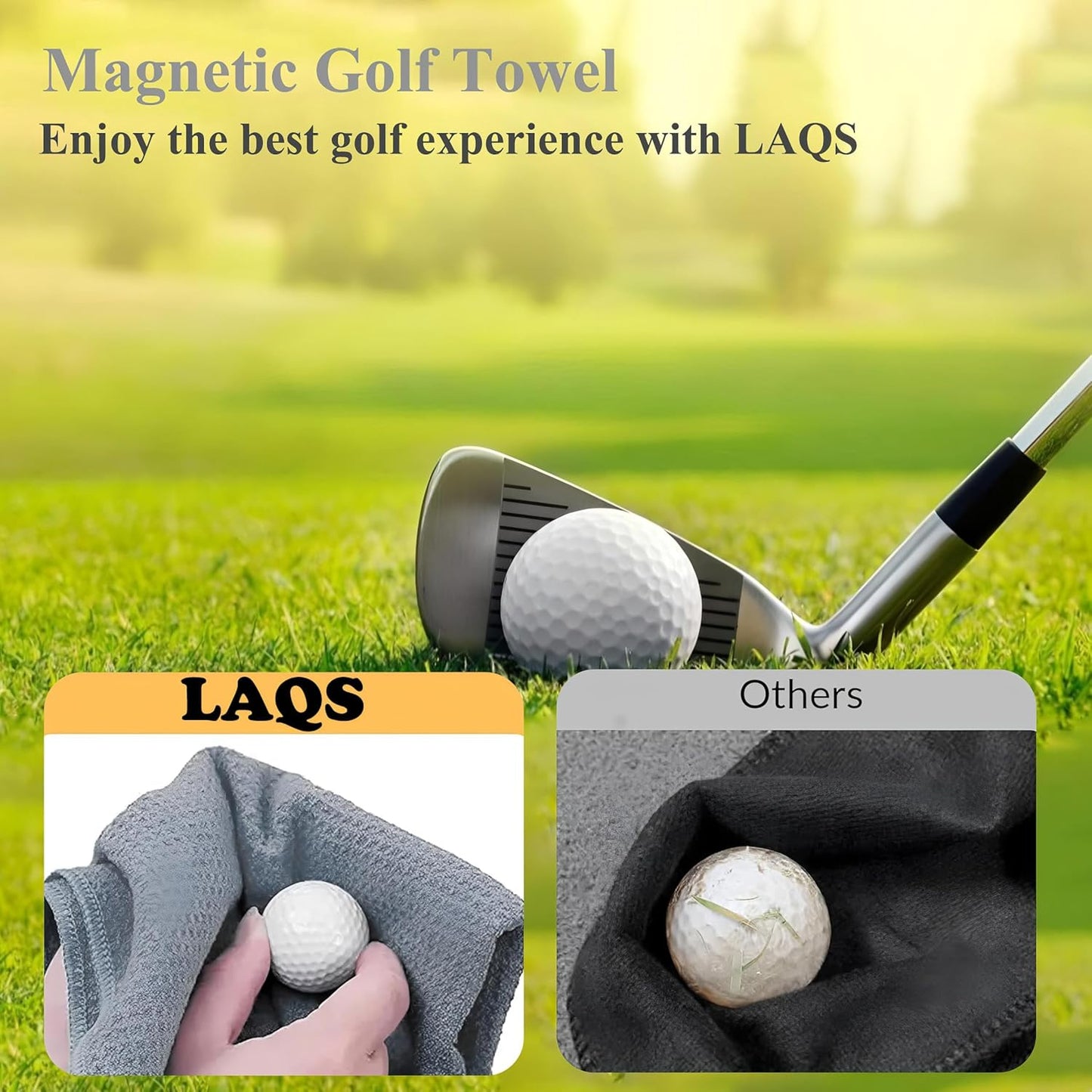 Golf Magnetic Towel, Magnetic Towel with Hook, Magnetic Golf Towel with Microfiber Waffle Design, Golf Towel Perfect for Golf Carts, Clubs, and Bag