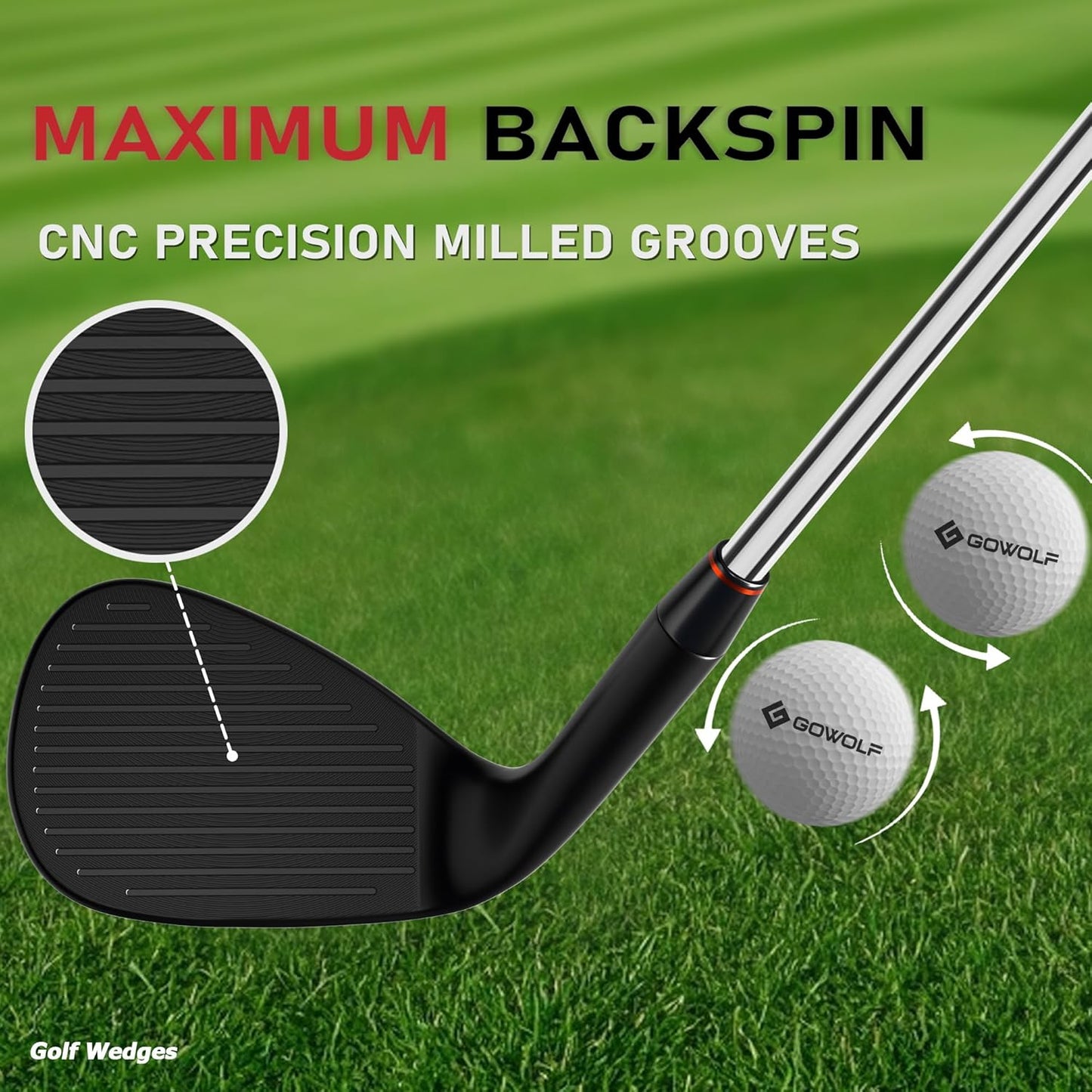 Gowolf Premium Forged Full Face Golf Wedges 50/52/54/56/58/60/69 Degree Individual or Set for Men, Right Hand Gap Wedge Sand Wedge Lob Wedge, Golf Clubs CNC Milled Face for More Spin - Great Golf Gift