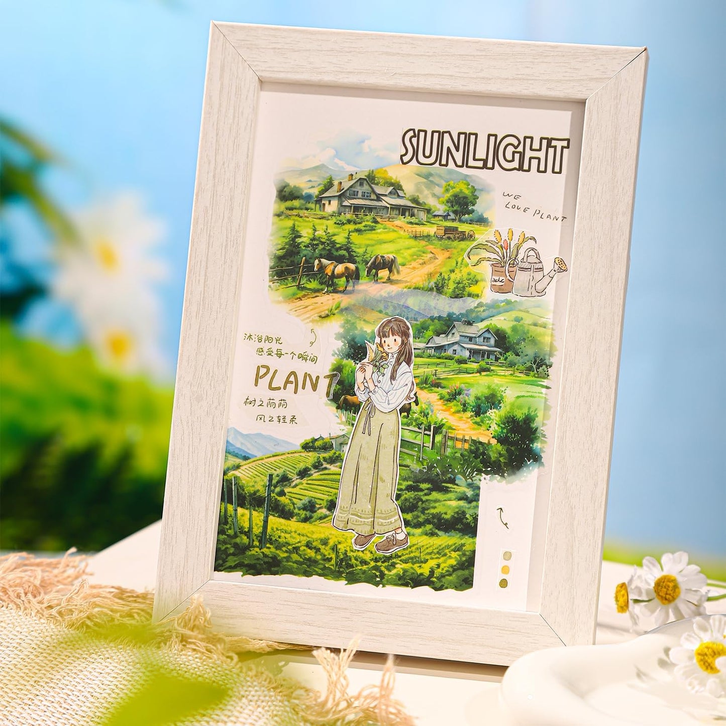 Large Scenery PET Sticker Set, 60Pcs Nature and Countryside Stickers for Scrapbooking, Journaling, DIY Crafts, and Art Supplies