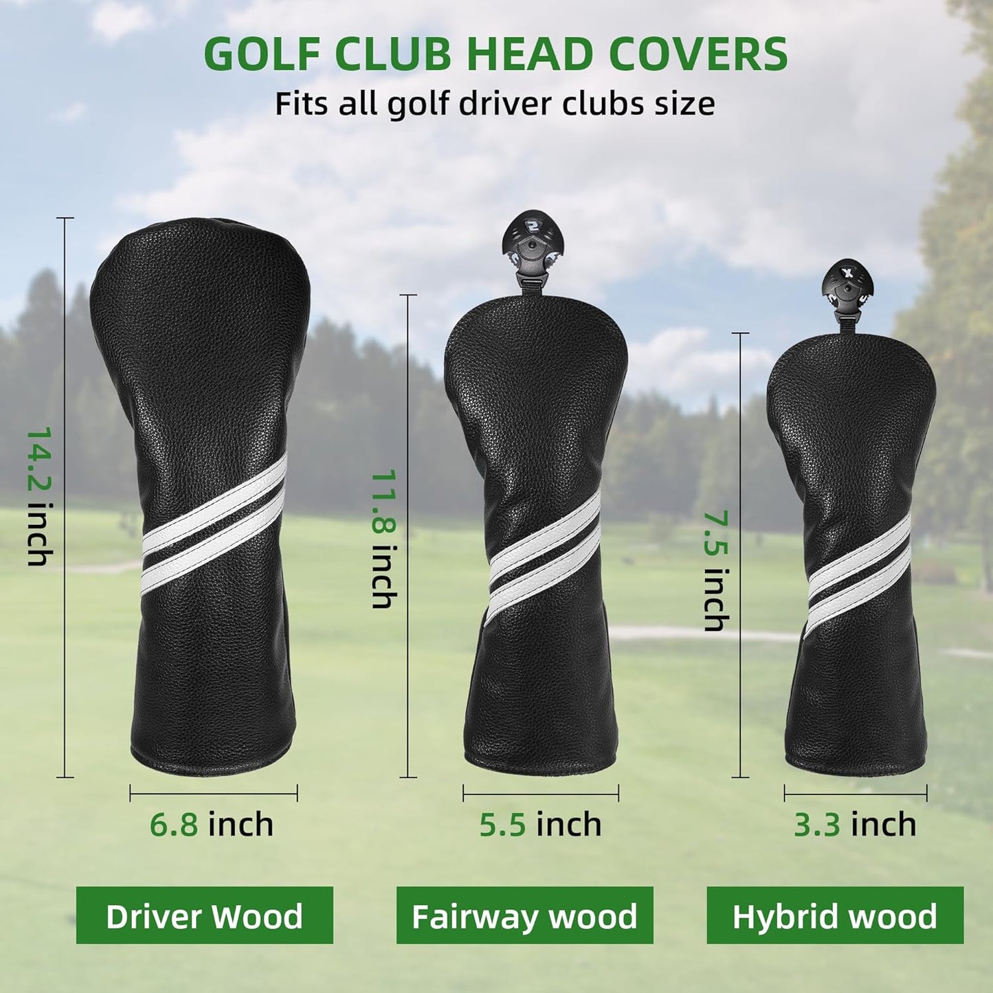 Golf Club Head Covers - 4pcs or 1pc Golf Accessories Club Covers Set for Woods and Driver Fairway Hybrids with Interchangeable Tags