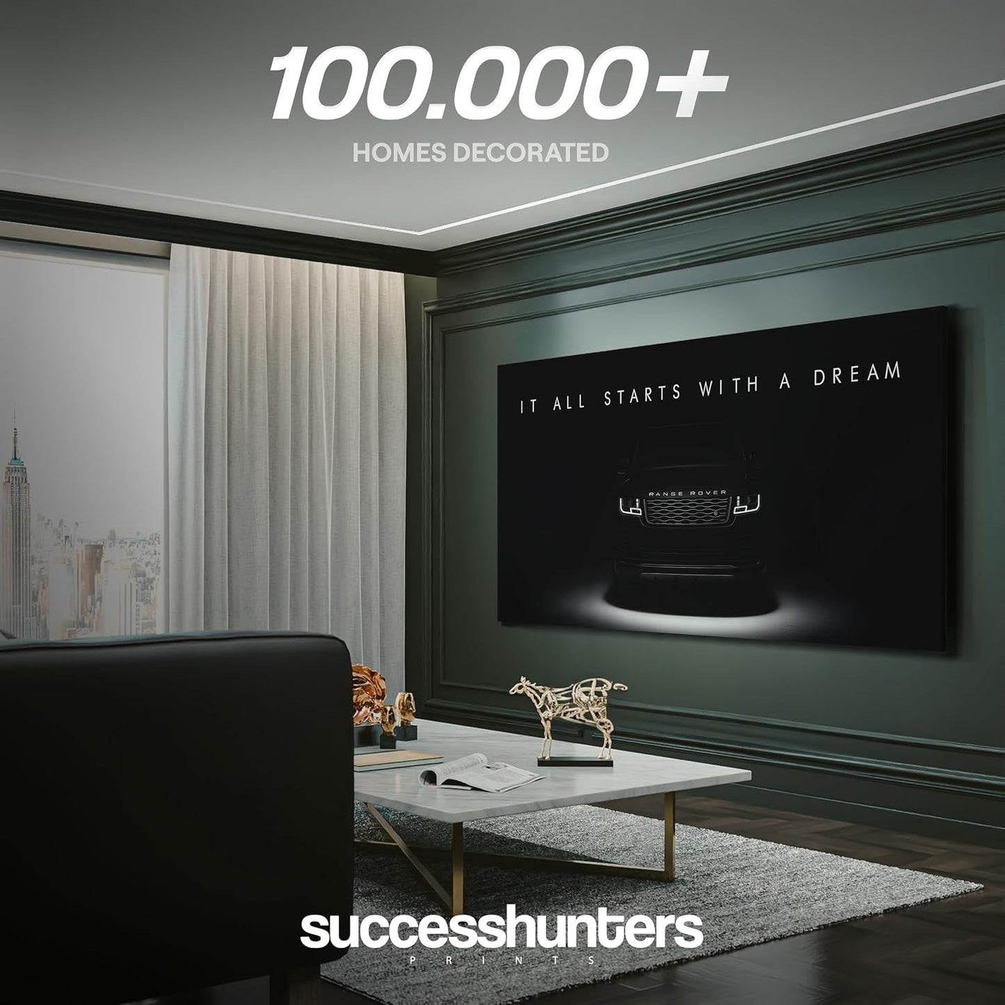 Motivational Wall Art for Office, Super Car Art Canvas, Inspirational Automotive Decor for Range Rover Sportscar Lovers, Motivational Wall Decor for Office and Home, Car Poster (8" x 8" in)