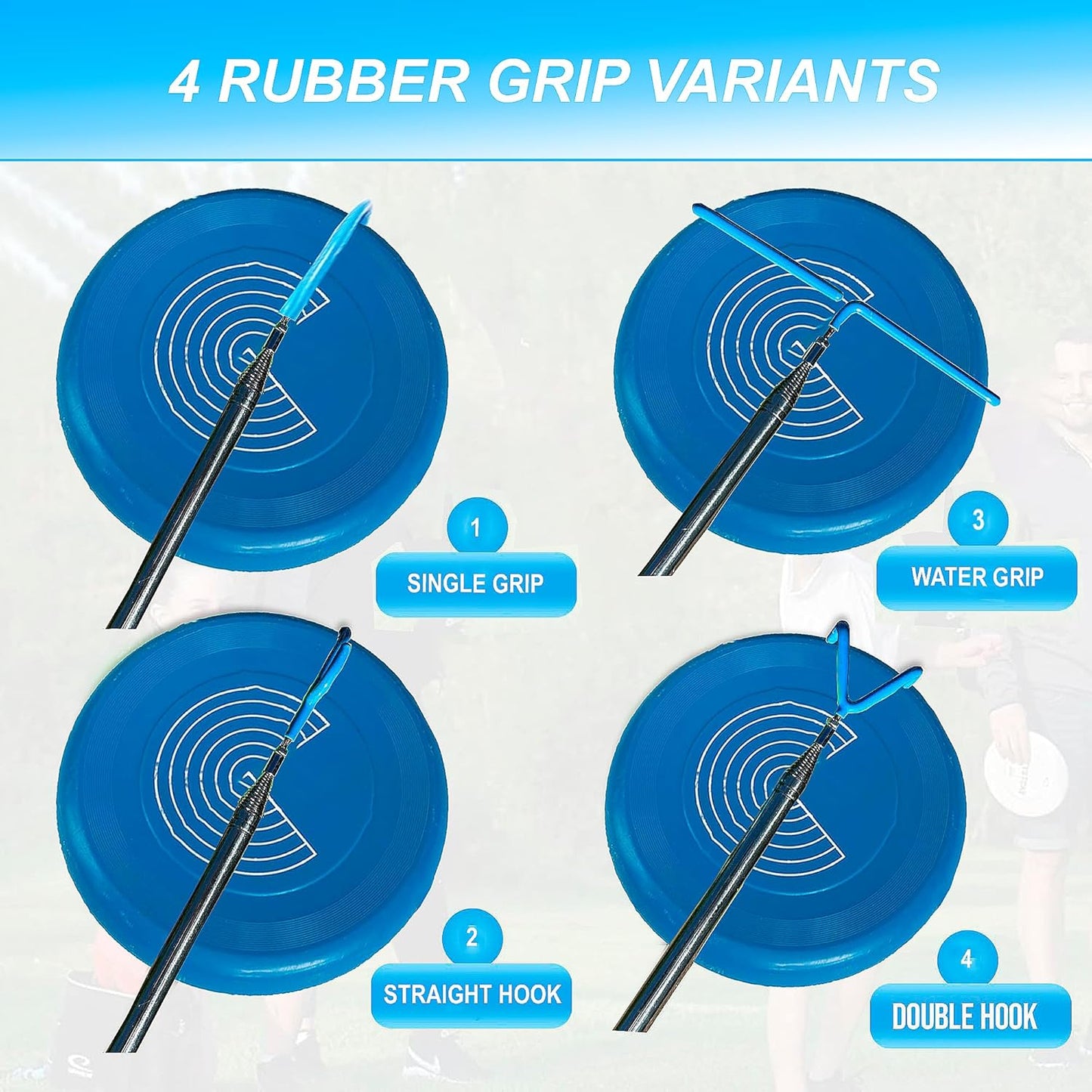 4 in 1 Extendable 16FT Telescopic Pole - Disc Golf Retriever with Strong Stainless Steel Frame with 4 Hooks & Carry Bag - Disc Golf Retriever Pole Retrieving Discs from Water Tree & Bushes