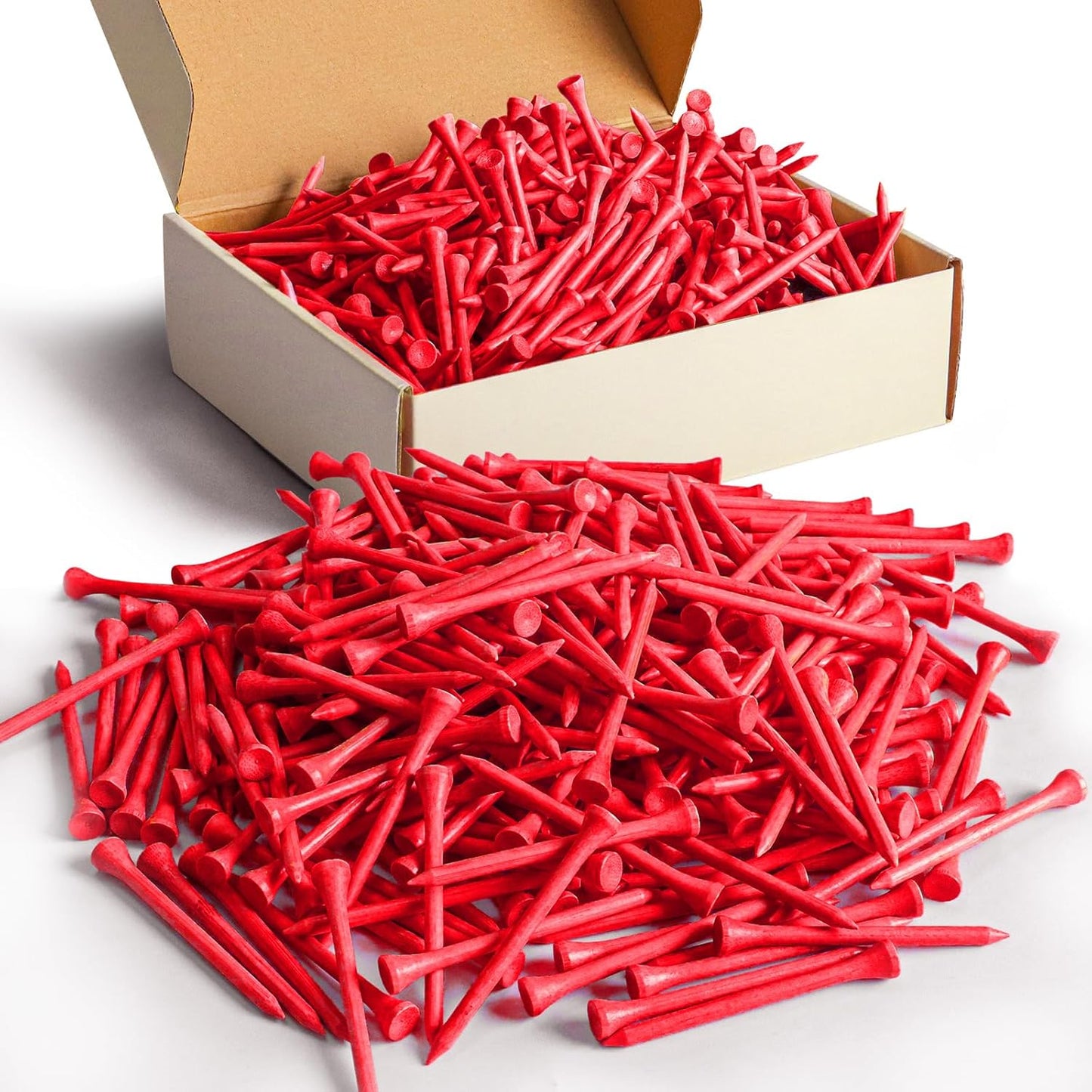 FINGER TEN Bamboo Golf Tees Wood 1 1/2 2 3/4 3 1/4 Inch Wooden Short Long Tee Color Bulk 250/500/1000/2000 Count for Men Women Kids in Red Pink USA Flag