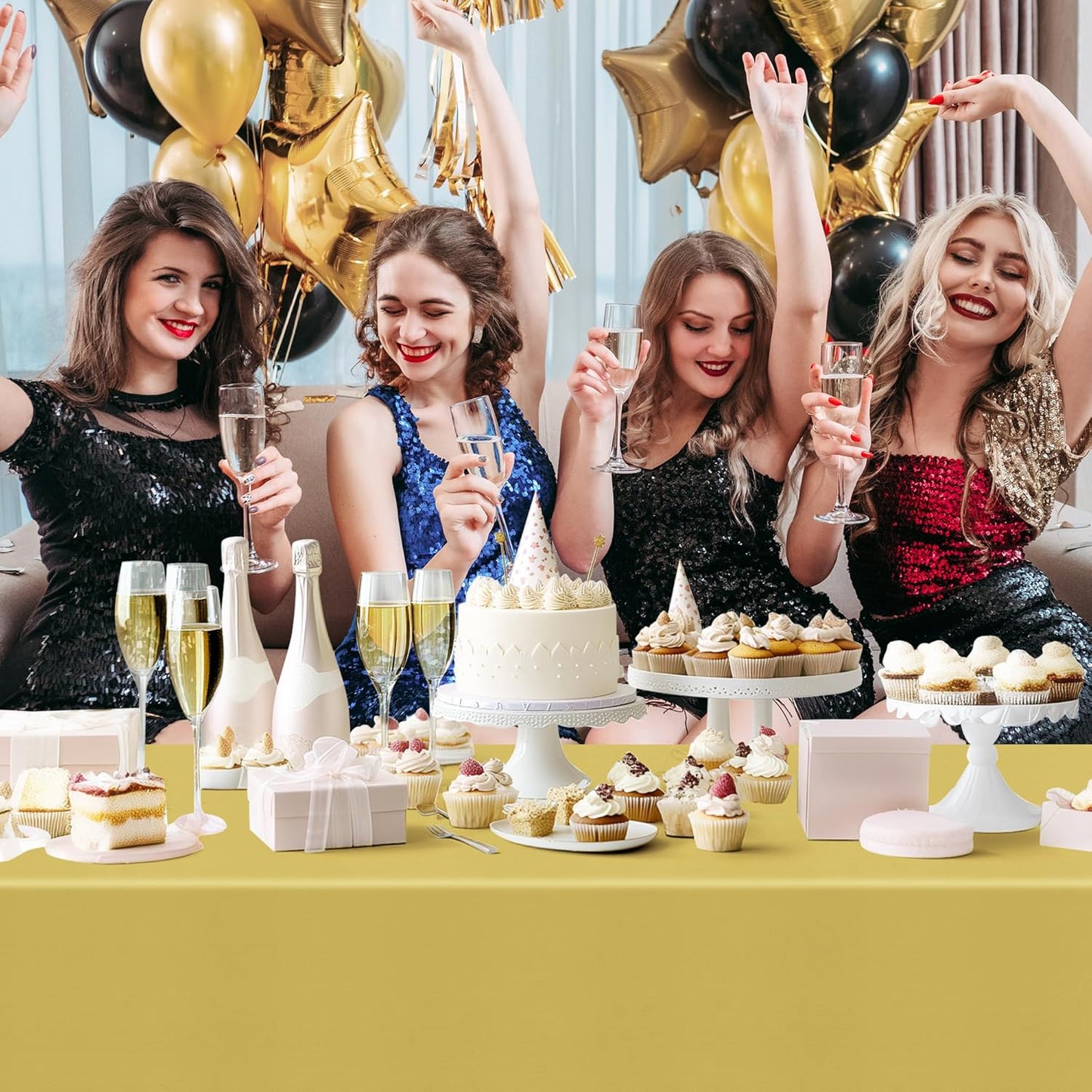 6 Pieces Dark Series Rectangle Tablecloth, 54x72 Solid Color Waterproof & Spillproof Disposable Plastic Table Cover, Durable Party Tablecloth for Dining, Buffet, Picnic, Outdoor Events