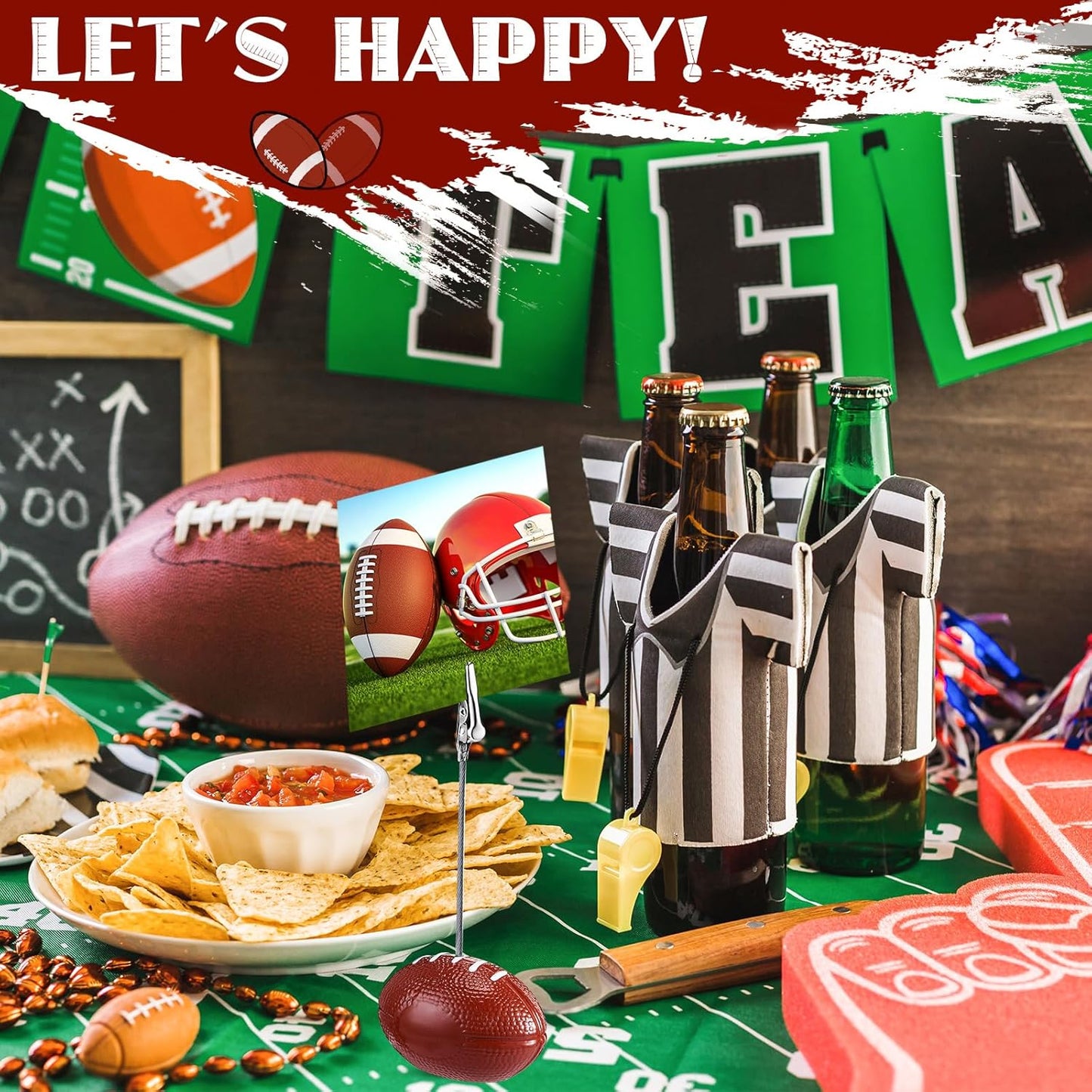 Jetec 12 Pcs Resin Sports Ball Base Memo Clips with Alligator Wire Table Number Card Place Holders Photo Stand for Office Menu Wedding Party Events Decoration(Football)