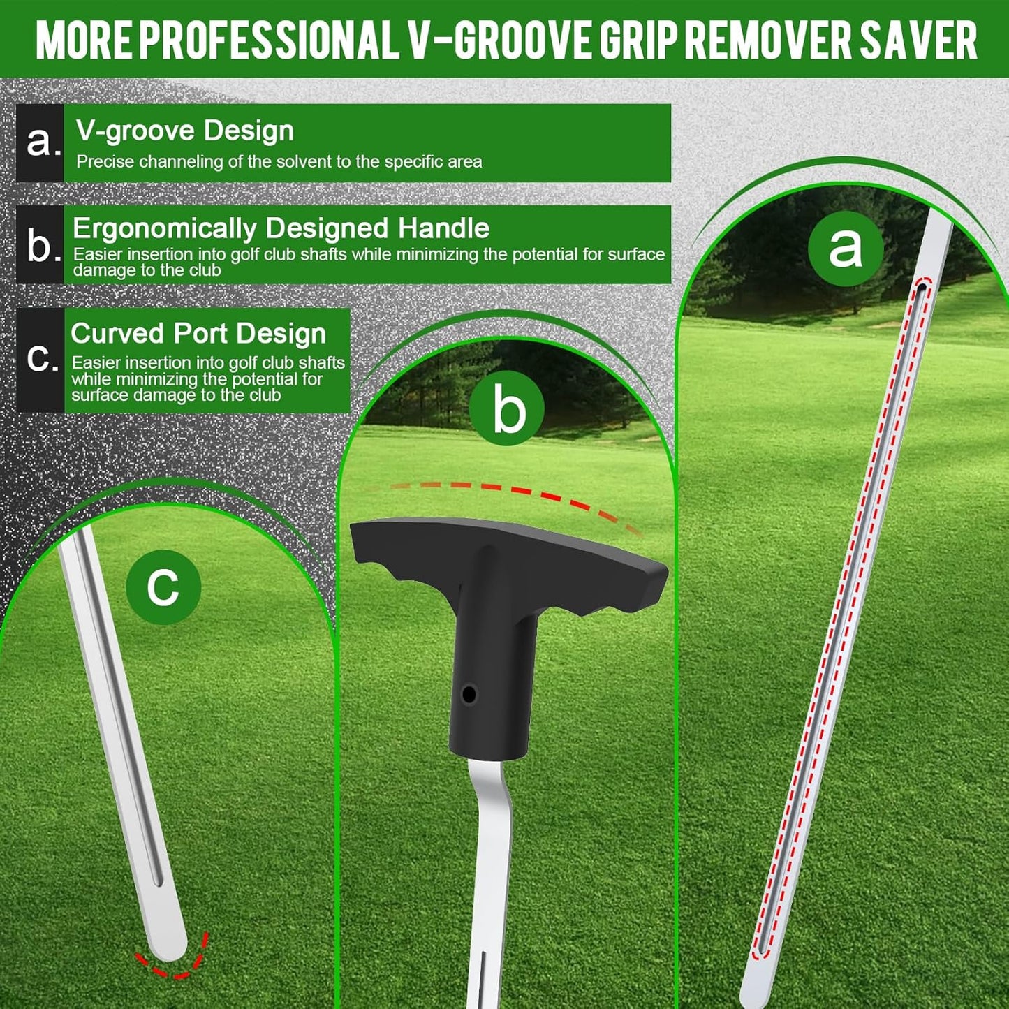 Golf Grip Removal Tool, V-Groove Grip Remover Saver Gripping Tool for Removing Golf Club Grips (1 Pcs)
