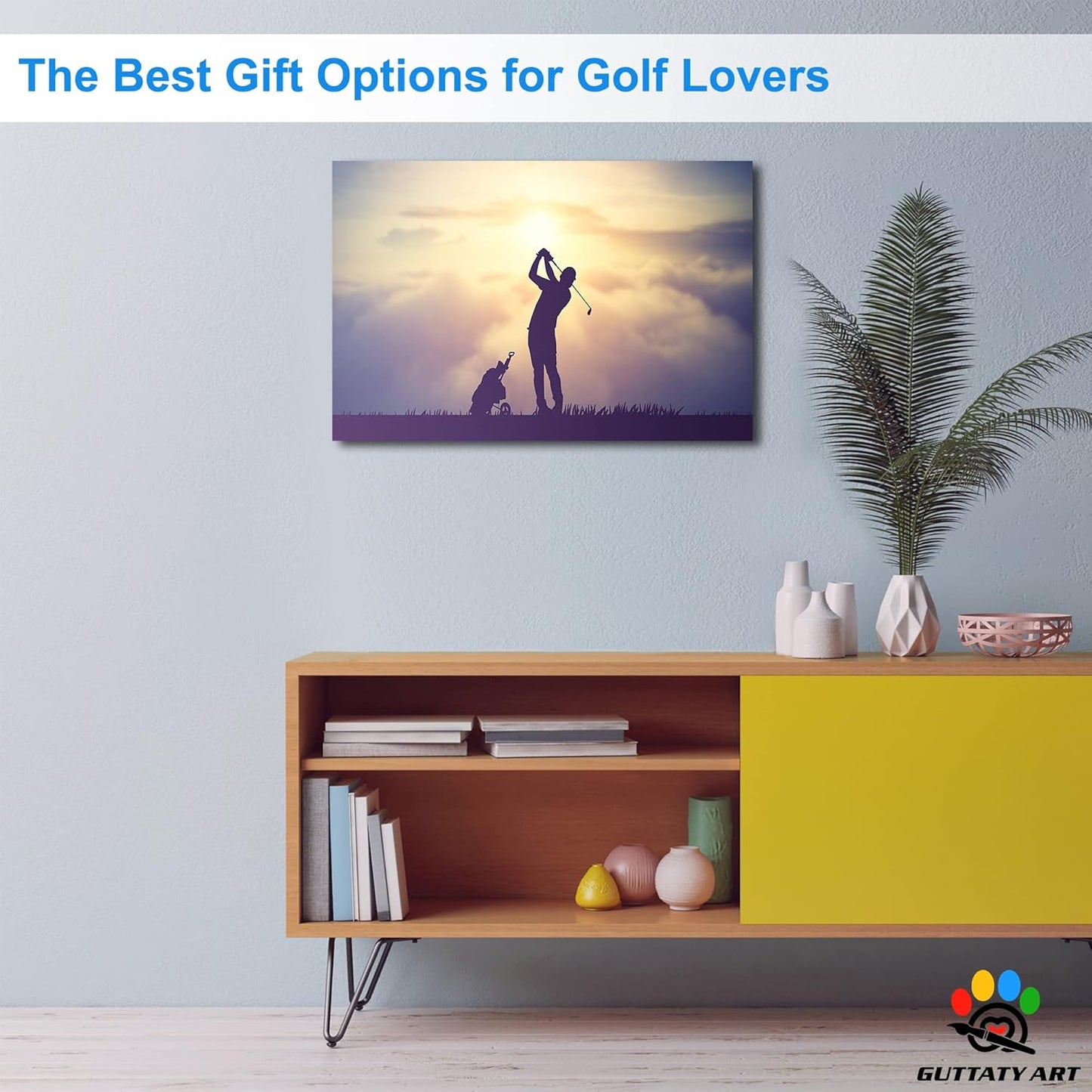 GUTTATY Golf Wall Art, Golf Pictures Posters Canvas Print Wall Decor for Golfer's Man Cave Home Ofice Ready to Hang (24x36 Inches)
