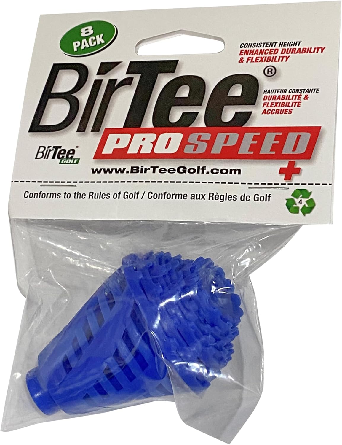 BirTee Golf Tees - PRO Speed Plus with Flexibility & Durability - 8 Pack. Indoor Golf Tees/Golf Simulator Tees/Winter Plastic Golf Tees