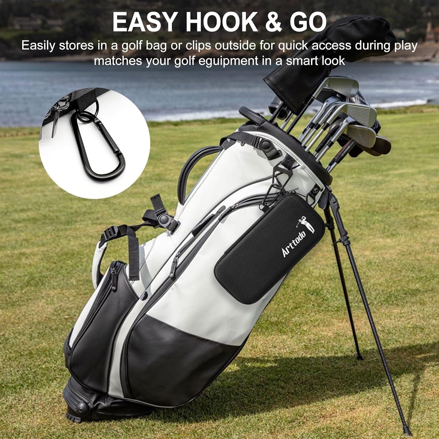 Golf Glove Case with Glove Shaper, Golf Accessories Storage Case for Tees, Ball Markers, Phone, Hard Shell Golf Bag Organizer for Golfers. A Golf Bag Accessories Must Have