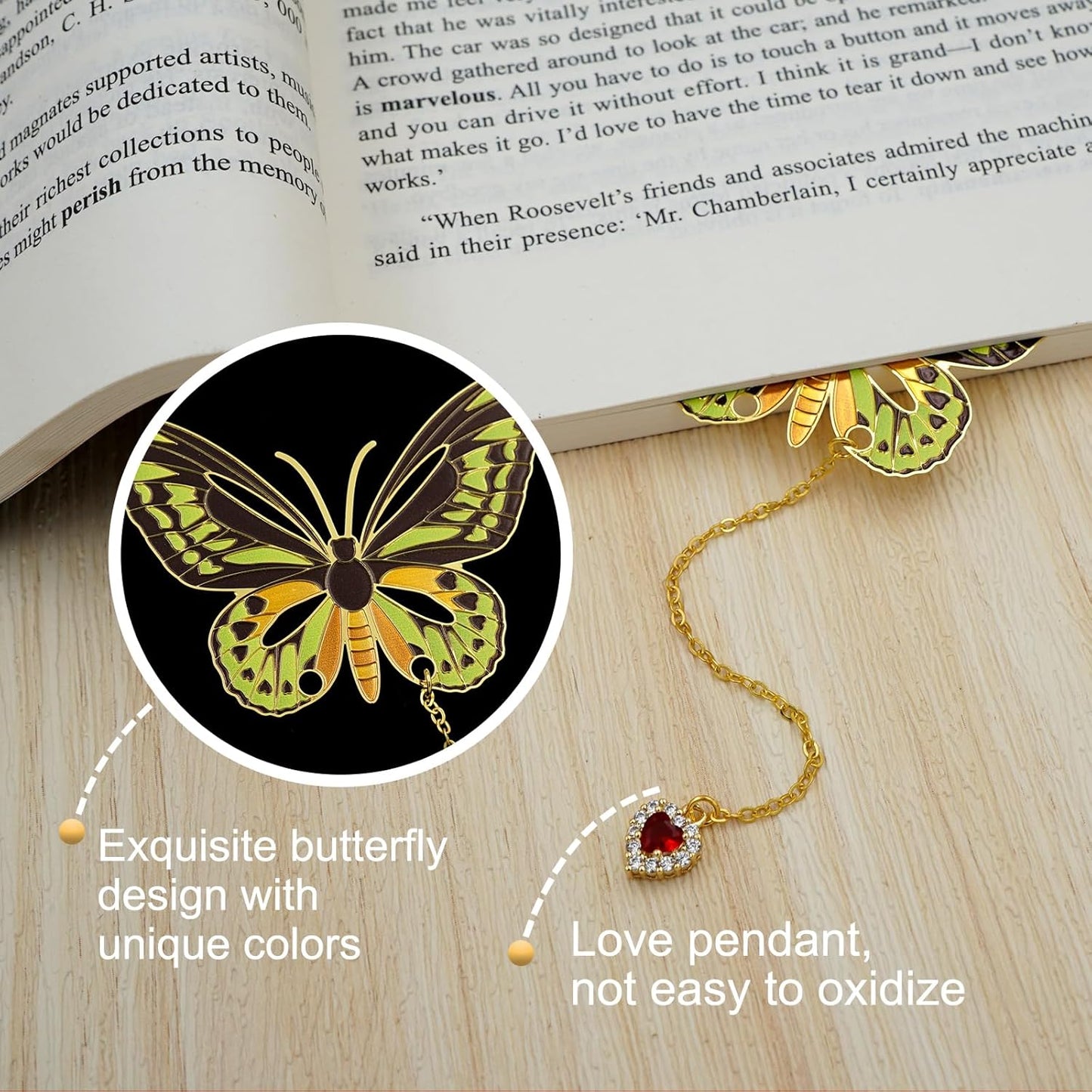 Butterfly Bookmarks for Women,Metal Bookmark,Unique Gifts Book Markers for Women Book Lovers,Teacher Appreciation Gifts,Valentine Mother's Day Christmas New Year Birthday Gift (05-Green)