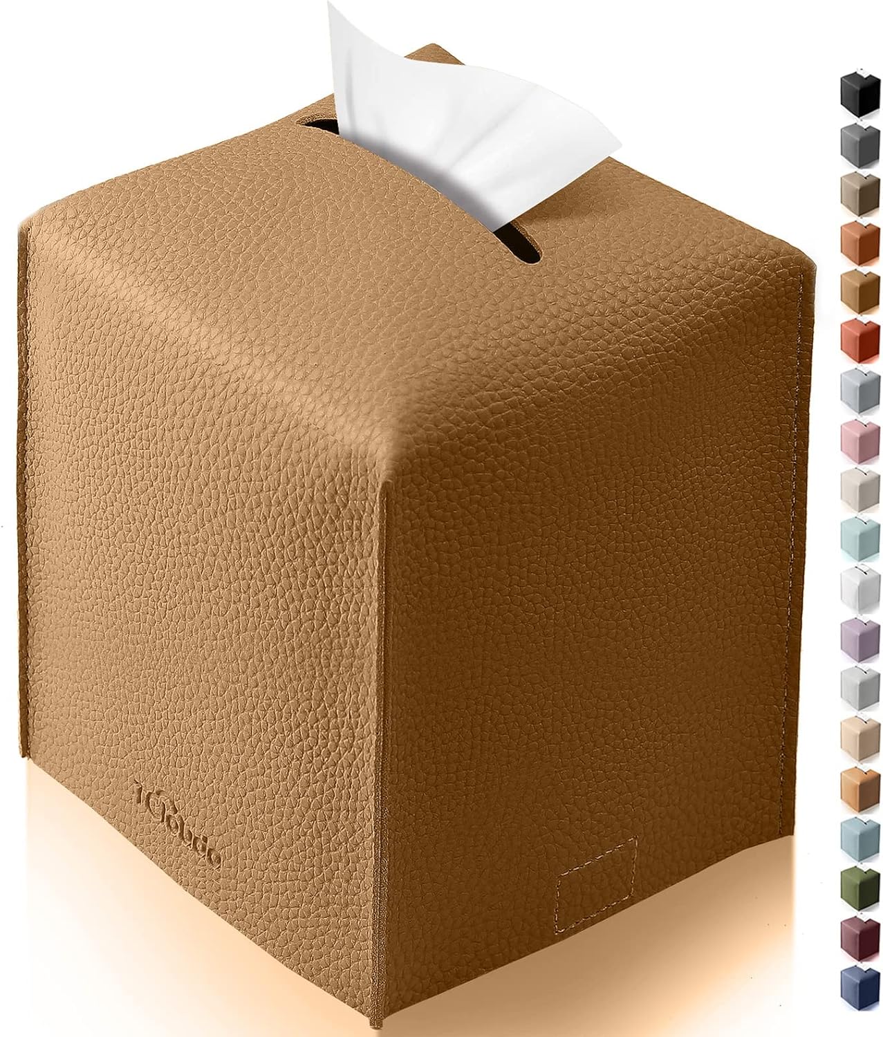 Tissue Box Cover for PU Leather, Modern Simple Solid Color Holder Square Tissue Bag, Ideal for Bathrooms,Office,Car,Nightstand,Outdoor Tent,Dining Table,5"X5"X5", Single Bronze