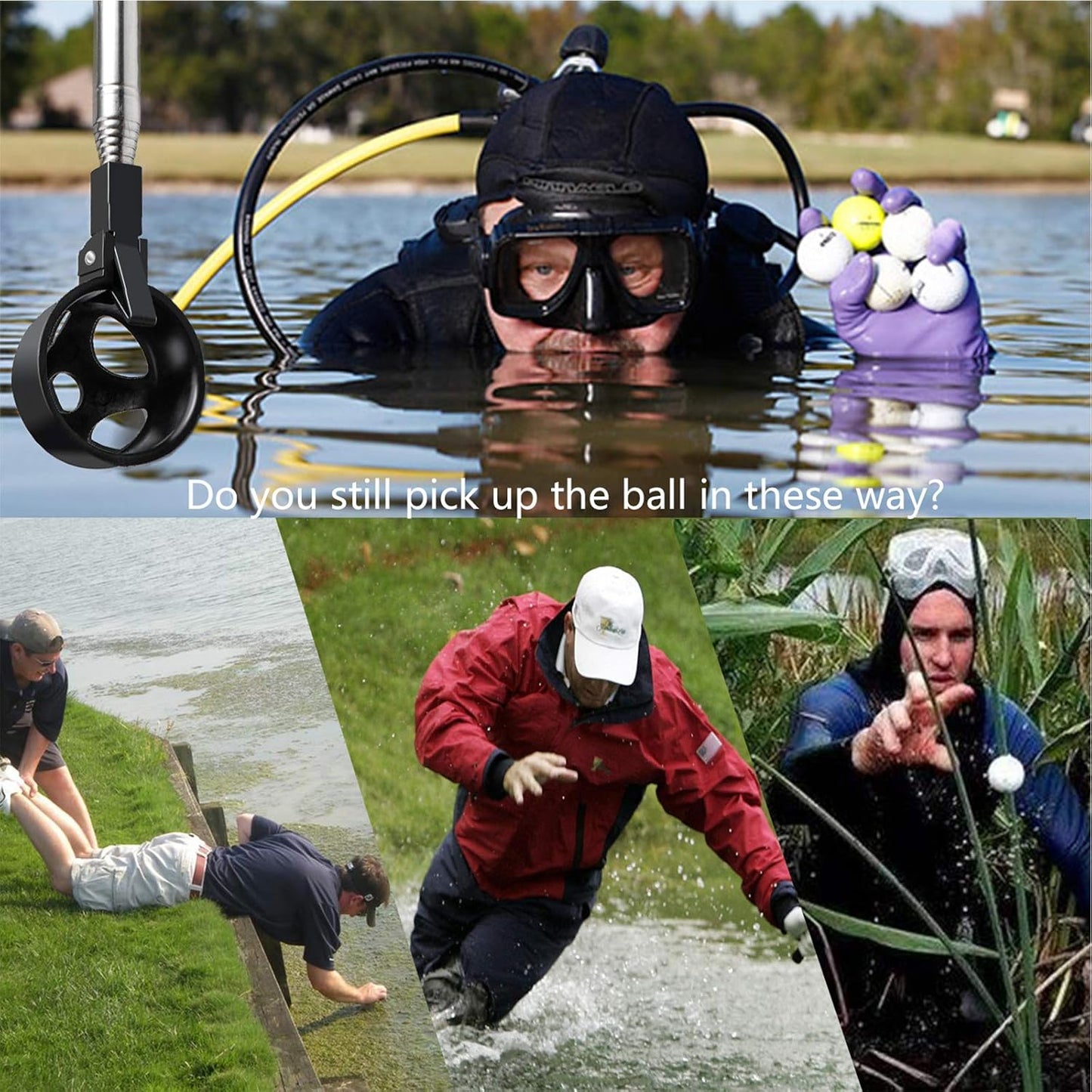 prowithlin Golf Ball Retriever, Golf Balls Retrievers Telescopic for Water with Automatic Locking Scoop, Balls Retriever Tool Golf with Grabber Tool, Golf Accessories Golf Gift for Men