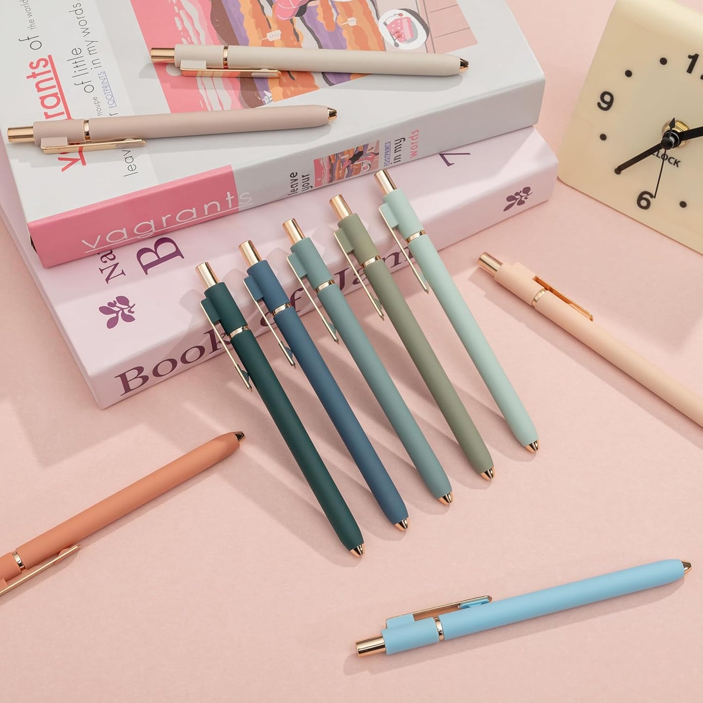 Linbsunne Gel Pens Black Ink Pens for Office 0.5mm Fine Point Pen Smooth Writing Retractable (Metal gold clip-18 pcs)