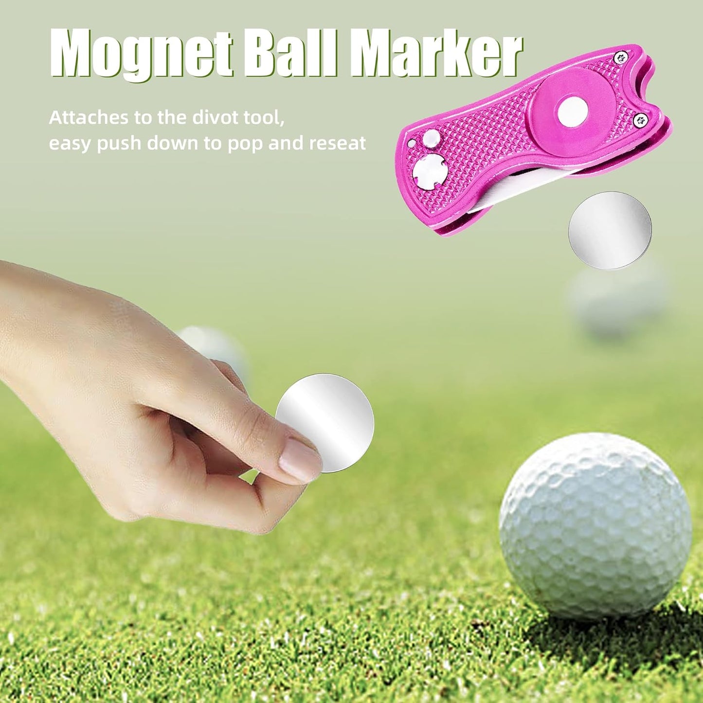 Mile High Life Golf Divot Repair Tool, All Metal Foldable Divot Tool with Pop-up Button & Magnetic Ball Marker, 2-6 Pack