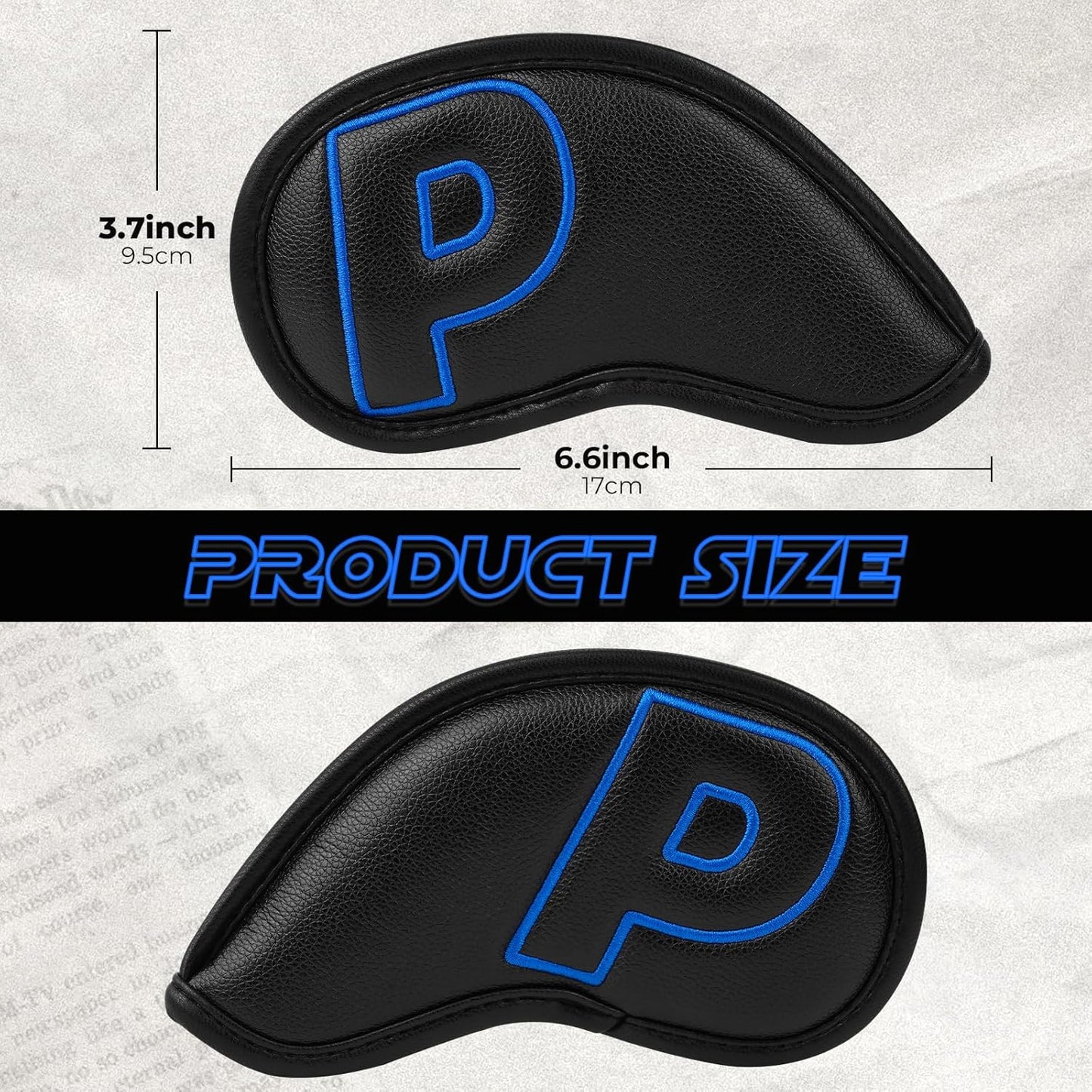 Craftsman Golf 10pcs Red No. on Both Sides Magnetic Closure Classic Black Leather Iron Headcover Covers Set Travel Cases Protector Available Custom with Name