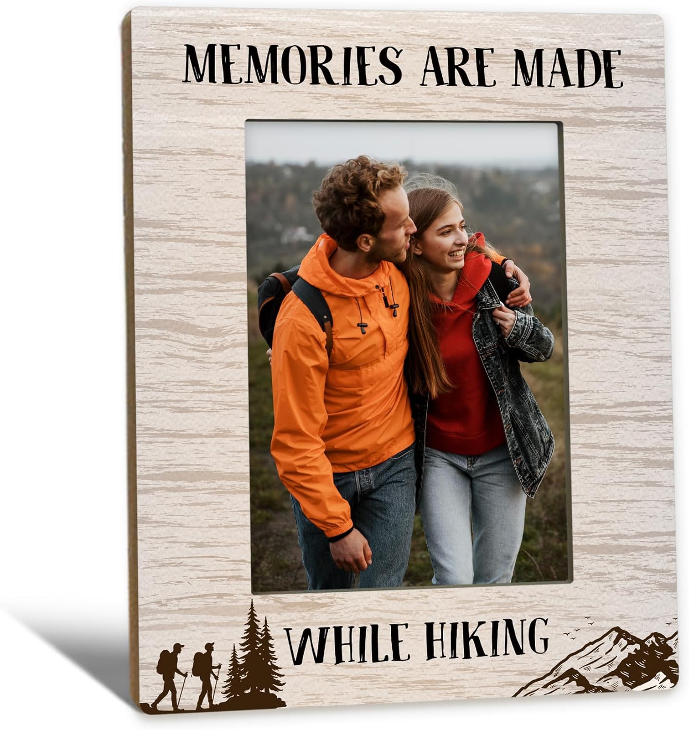Hiking Gifts Picture Frame 5x7, Gifts for Hikers Photo Frame, Hike Gift for Women Men Couples Friends, Memories are Made While Hiking Wooden Picture Photo Frames for Home Desk Room Decor