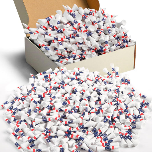 FINGER TEN Bamboo Golf Tees Wood 1 1/2 2 3/4 3 1/4 Inch Wooden Short Long Tee Color Bulk 250/500/1000/2000 Count for Men Women Kids in Red Pink USA Flag