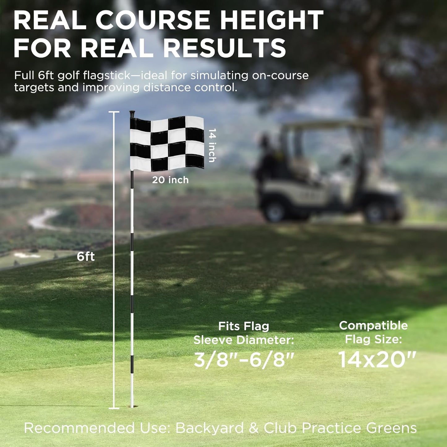 KINGTOP Golf Flagstick - Portable Design, Practice Putting Green Flag Stick for Yard, Club - Golf Pole Pin Flagpole, 3FT or 6FT Heights Available