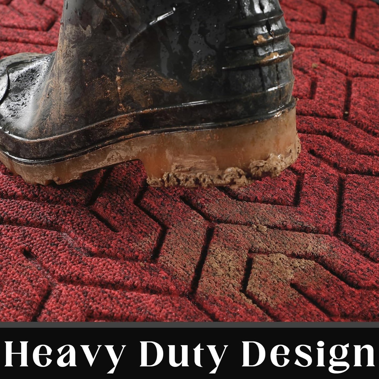 Yimobra 72x24 Indoor Outdoor Runner Rug, Heavy-Duty Entrance Mat for High Traffic Areas, Commercial Grade Welcome Door Mat, Easy Clean Black Red