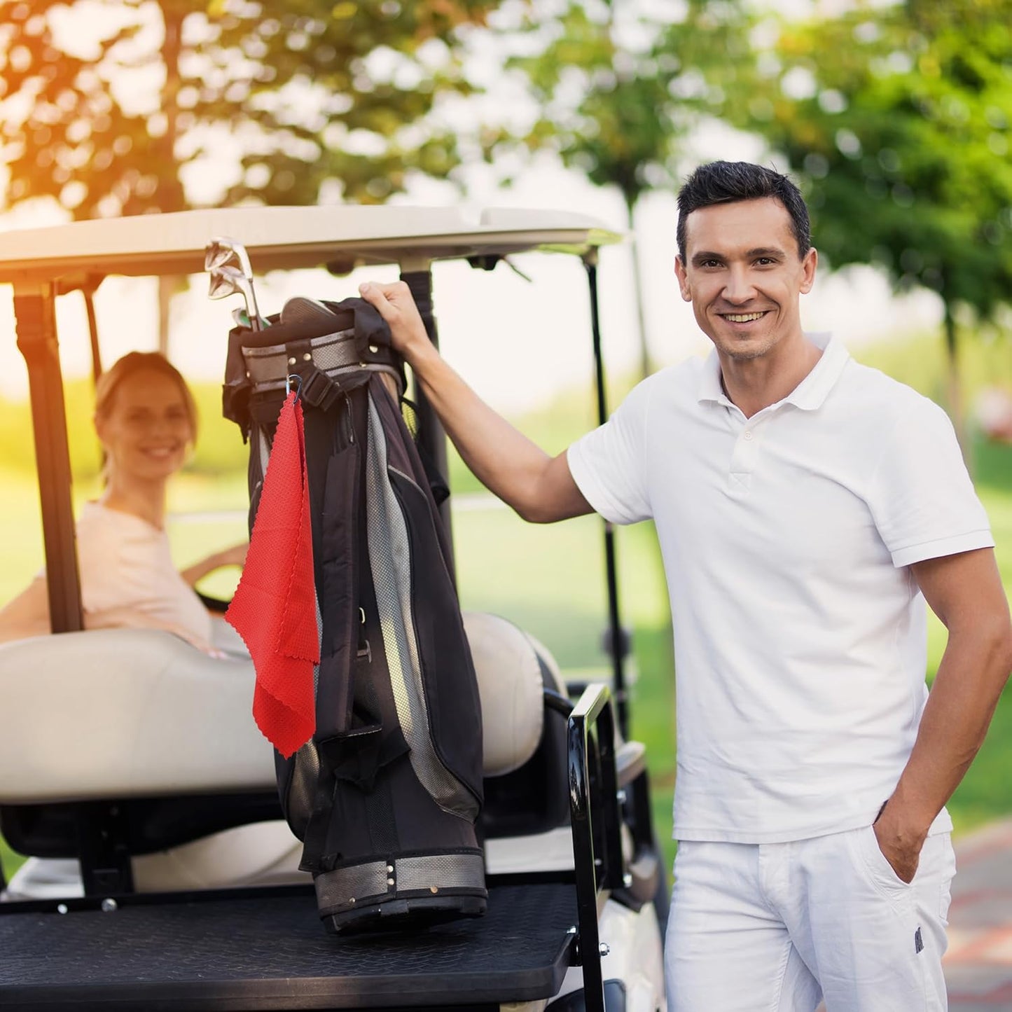 6 Pcs Golf Bag Towels,16" X 16",Microfiber Waffle Pattern for Golf Bags Towel for Men Women,Fishing Essentials Gifts with Carabiner Clip,Dish Cloth,Kitchen Clean Towels