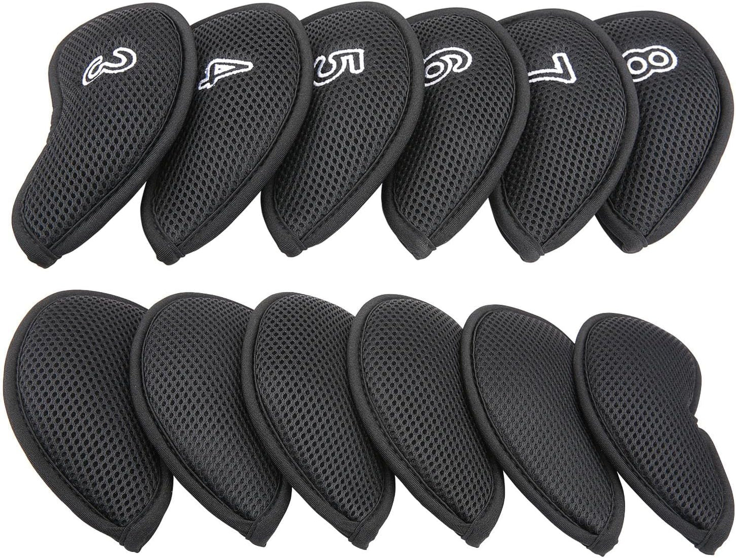 OGECLF Black Thick Mesh Golf Iron Head Covers 3,4,5,6,7,8,9,P,S,A,Lw,Lw fit Right Hand Irons