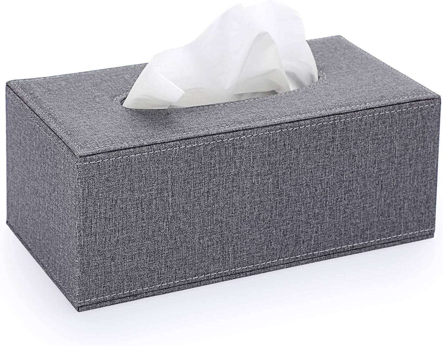 Sumnacon Tissue Box Cover Rectangle Linen Tissue Box, Stylish Tissue Box Holder with Magnetic Bottom,Decorative Tissue Cover for Bathroom Living Room Toilet Table Desk Office Car, Grey