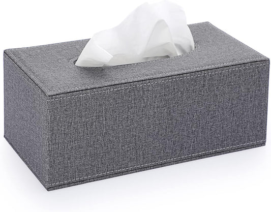 Sumnacon Tissue Box Cover Rectangle Linen Tissue Box, Stylish Tissue Box Holder with Magnetic Bottom,Decorative Tissue Cover for Bathroom Living Room Toilet Table Desk Office Car, Grey