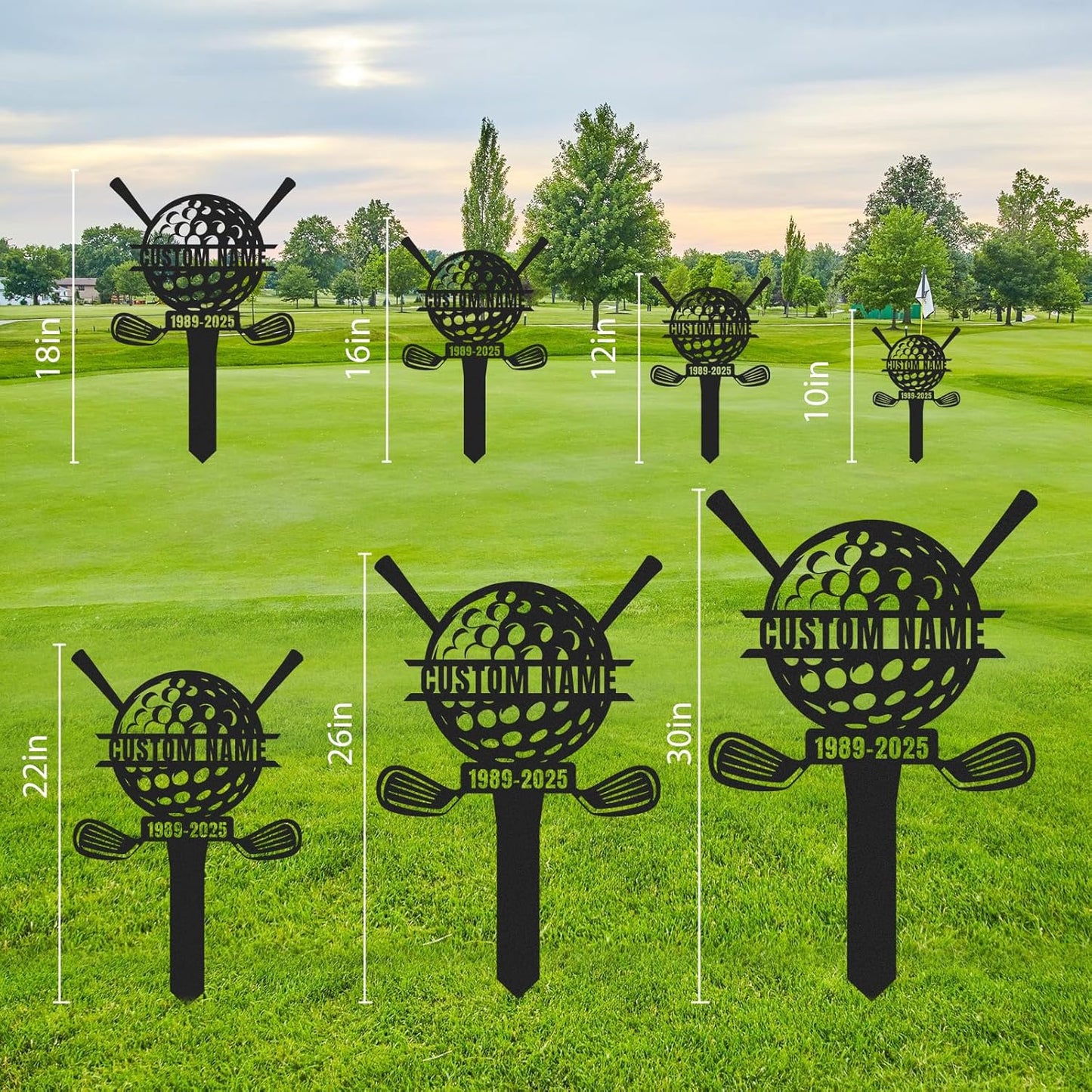 Personalized Golf Tee Garden Sign, Golf Memorial Stake, Custom Name Sign, Lawn Patio Golf Course Decorations Outdoor, Metal Yard Art, Rustic Sporting Garden Decor, Personalized Golf Gifts Color04