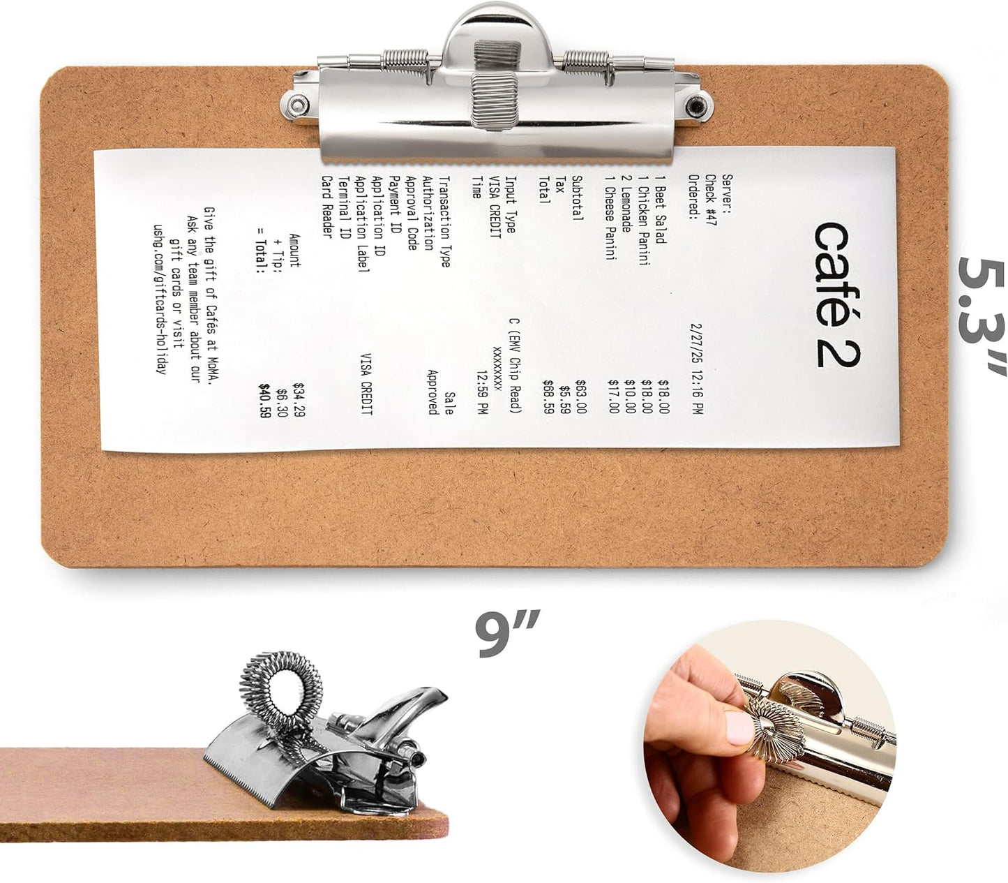 Officemate 5" x 9" Clipboard for Receipts, Low Profile Metal Clip & Pen Holder on Side, Memo Size for Restaurants, Hotels, Food Trucks, Bars, Schools, and Other Venues, 12 Clipboards + 12 Pens (83159)