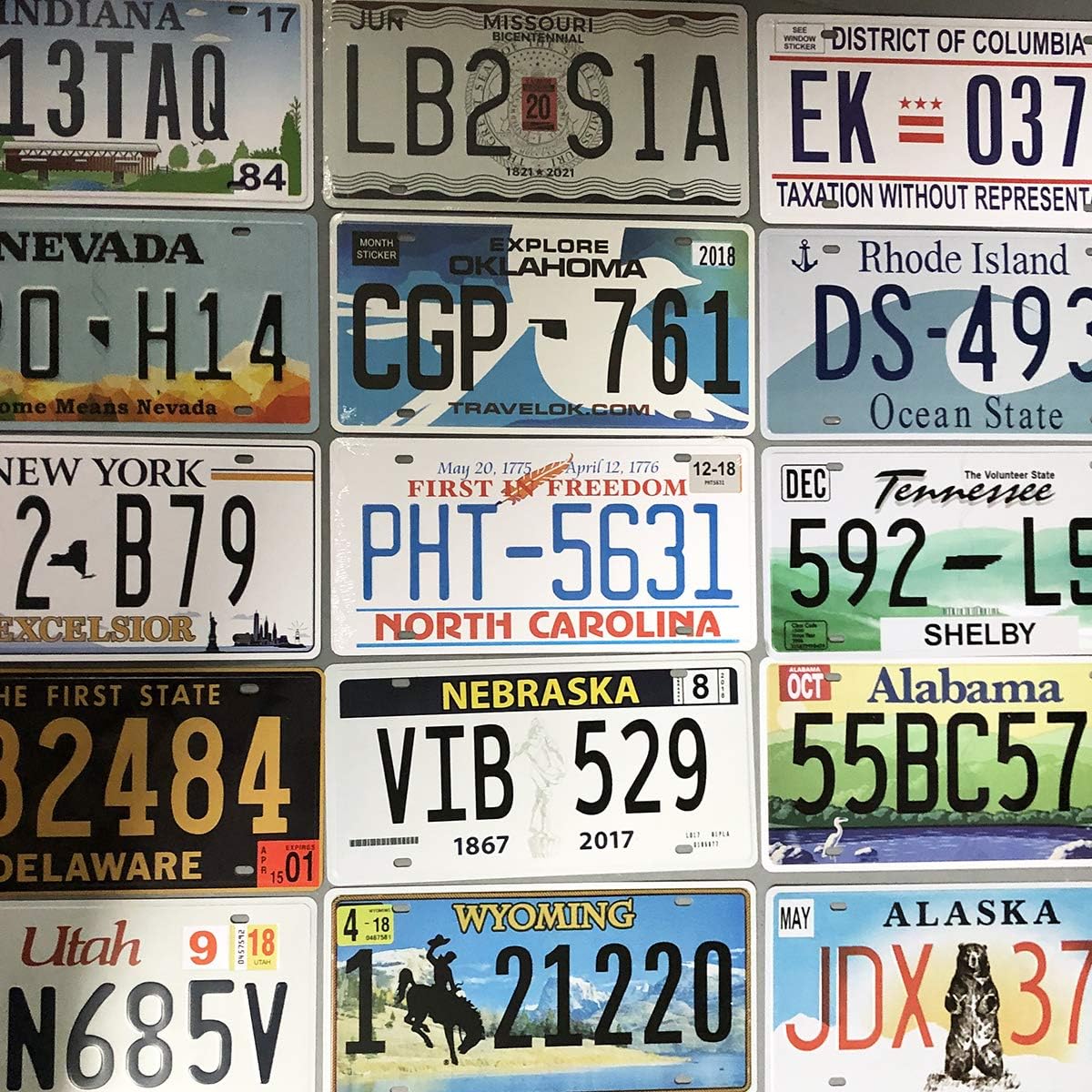 Assorted Replica License Plates, Prop Number Tags, Man Cave Garage Bar Decor, 6x12 inches (10 pcs)