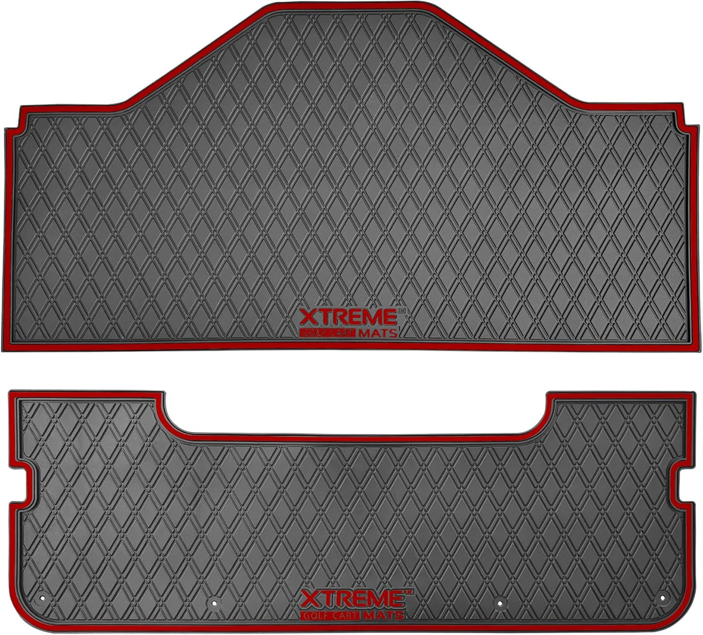 Evolution D5 Golf Cart Floor Mat Set- Rubber Double Diamond Design - Fits D5 2+2 (2 Forward + 2 Rear Facing) Including Evolution Maverick and Ranger Trims (Flamenco Trim, D5 2+2 Front & Rear Facing)