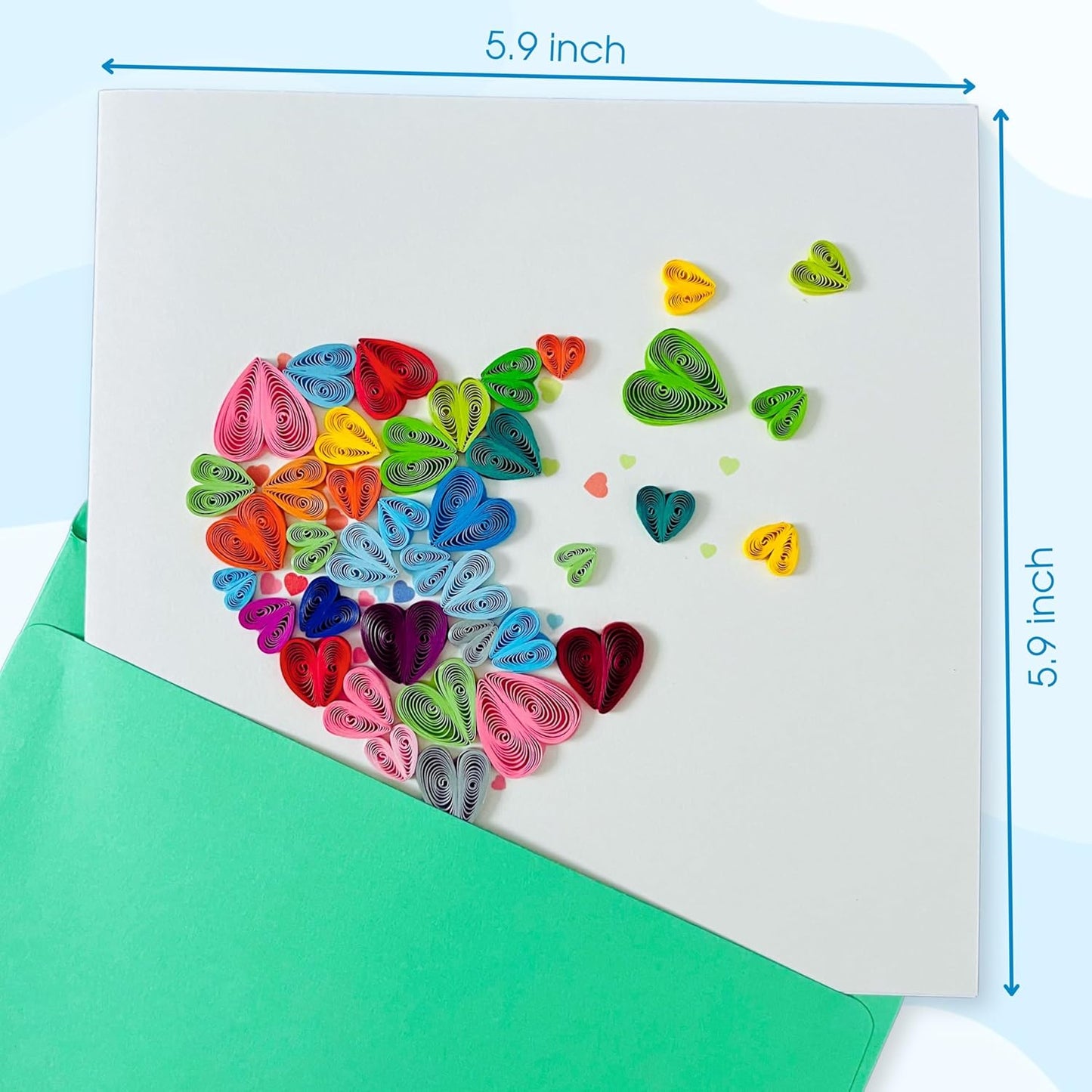 Quilling Cards, handmade card, quilled cards with Handmade Art for all occasions: quilling birthday card for women, Birthday card, mother... colorful heart design (Breaking heart)