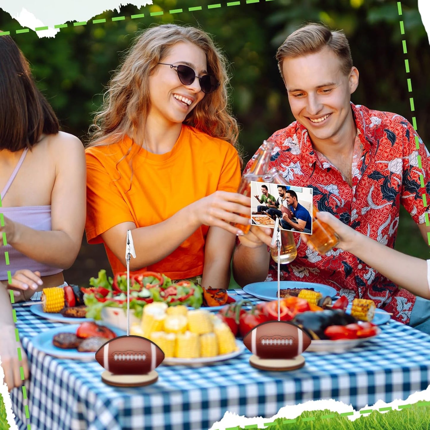 20 Pcs Base Memo Clip Holder Table Number Card Place Holders Stand Note Paper Clip Centerpieces for Table Party Favors Photo Stand Events Decoration (Football)