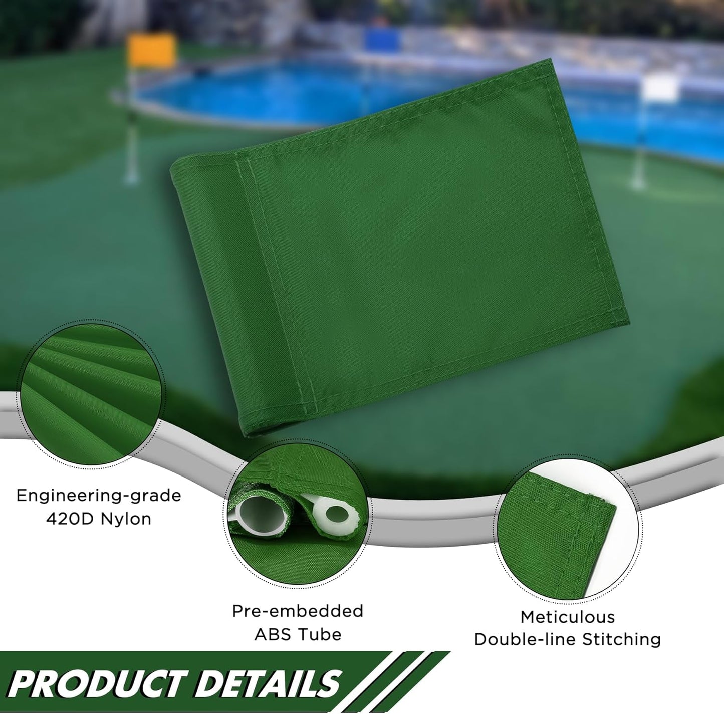 KINGTOP Solid Golf Flag All 8x6 Inch - 420D Nylon, Tube Inserted - Mini Putting Green Flags for Backyard Practice
