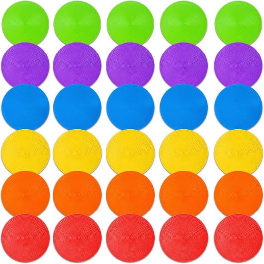 Poly Spot Markers 9 inch Non-Slip Rubber Agility Training Markers Floor Dots Flat Field Cones for Football, Soccer, Basketball, School Exercise Drills, Dance Practice