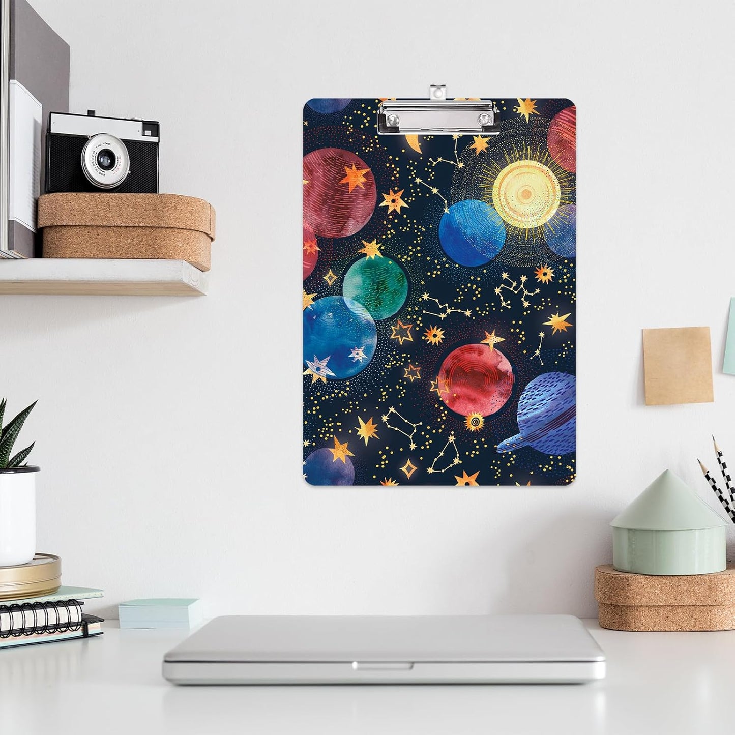 Galaxy Space Design Letter Size Plastic Clipboards for Students Women Man and Kids A4 Standard Size 8.7 x 12.5 with Low Profile Metal Clip