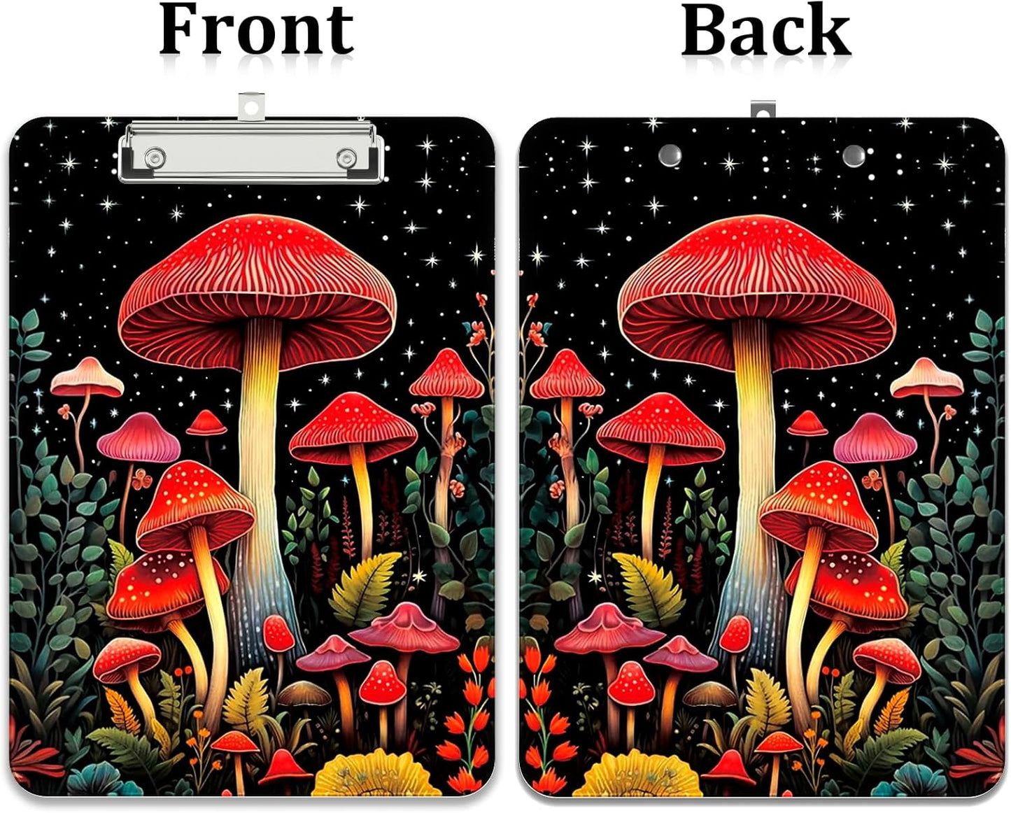 Rimilak Plastic Clipboards with Metal Clip, A4 Letter Size 9 x 12.5 in, Office Decorative for Students Women Men and Kids, Cute Custom Pattern, Red Mushroome