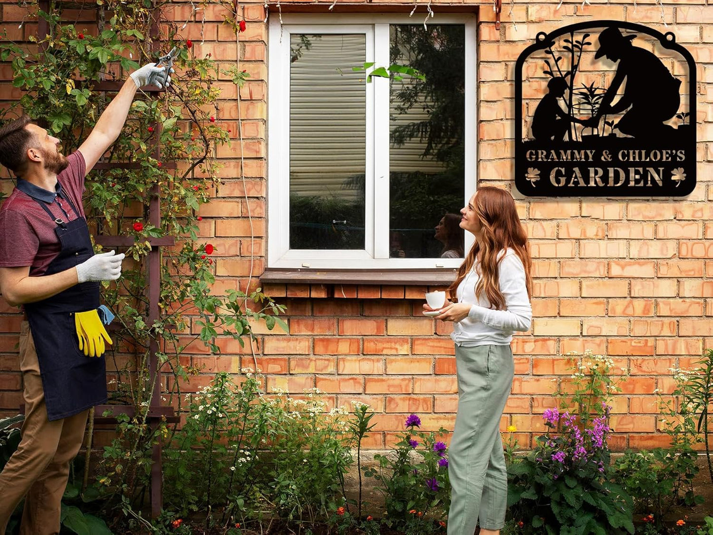 Personalized Family Garden Metal Sign, Custom Gift for Parents, Grandparents,Garden Decor