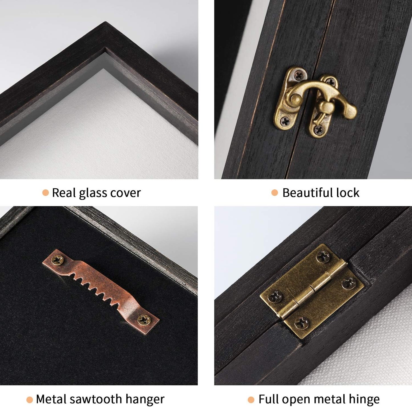 TJ.MOREE Shadow Box for Flowers 8 x 10 Shadowbox Display Case Picture Frame with Glass Window Door Wedding Bouquet Memorabilia Medals Military Photos Memory Box for Keepsakes - Rustic Black