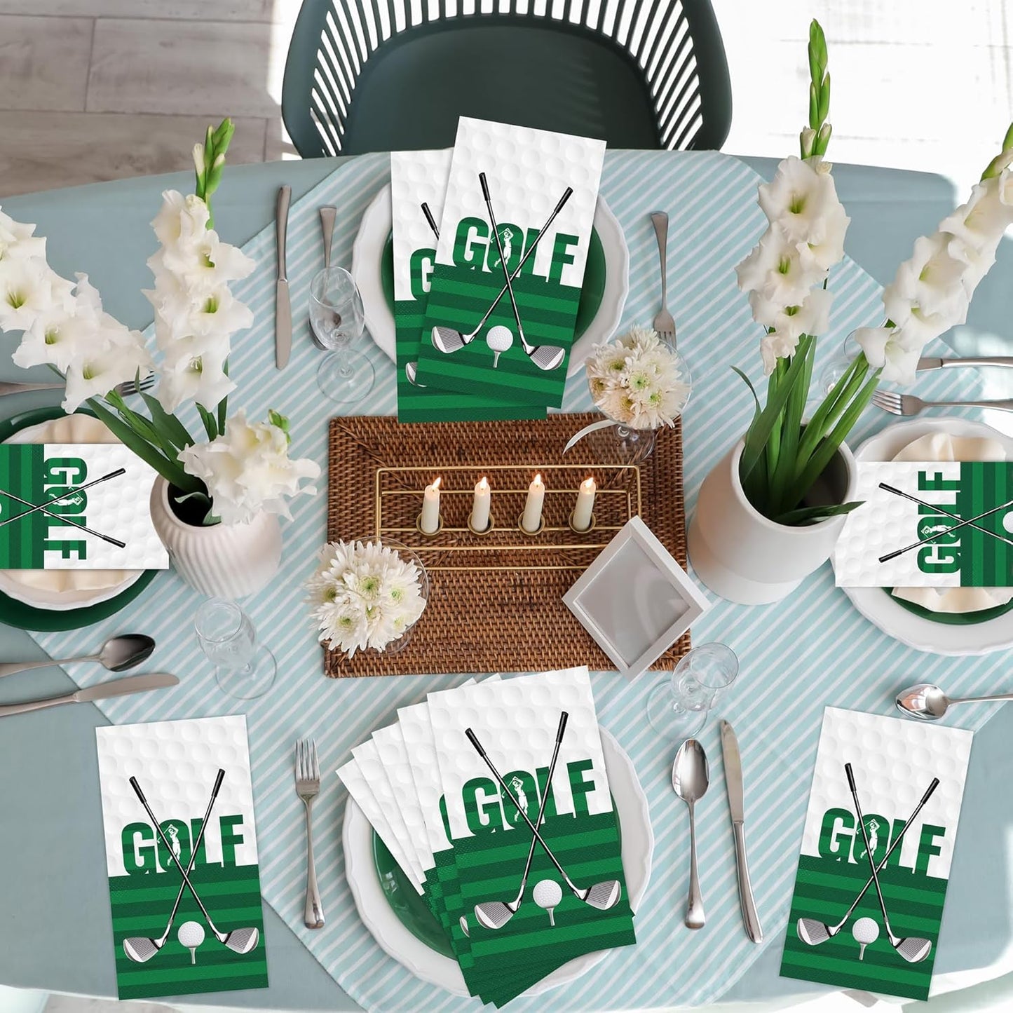 100 Pieces Golf Napkins Disposable Golf Themed Party Napkins 7.8 x 4.3 Inch Golfing Paper Cocktail Napkins Hole in One First Birthday Supplies for Golf Sports Birthday Party Decorations
