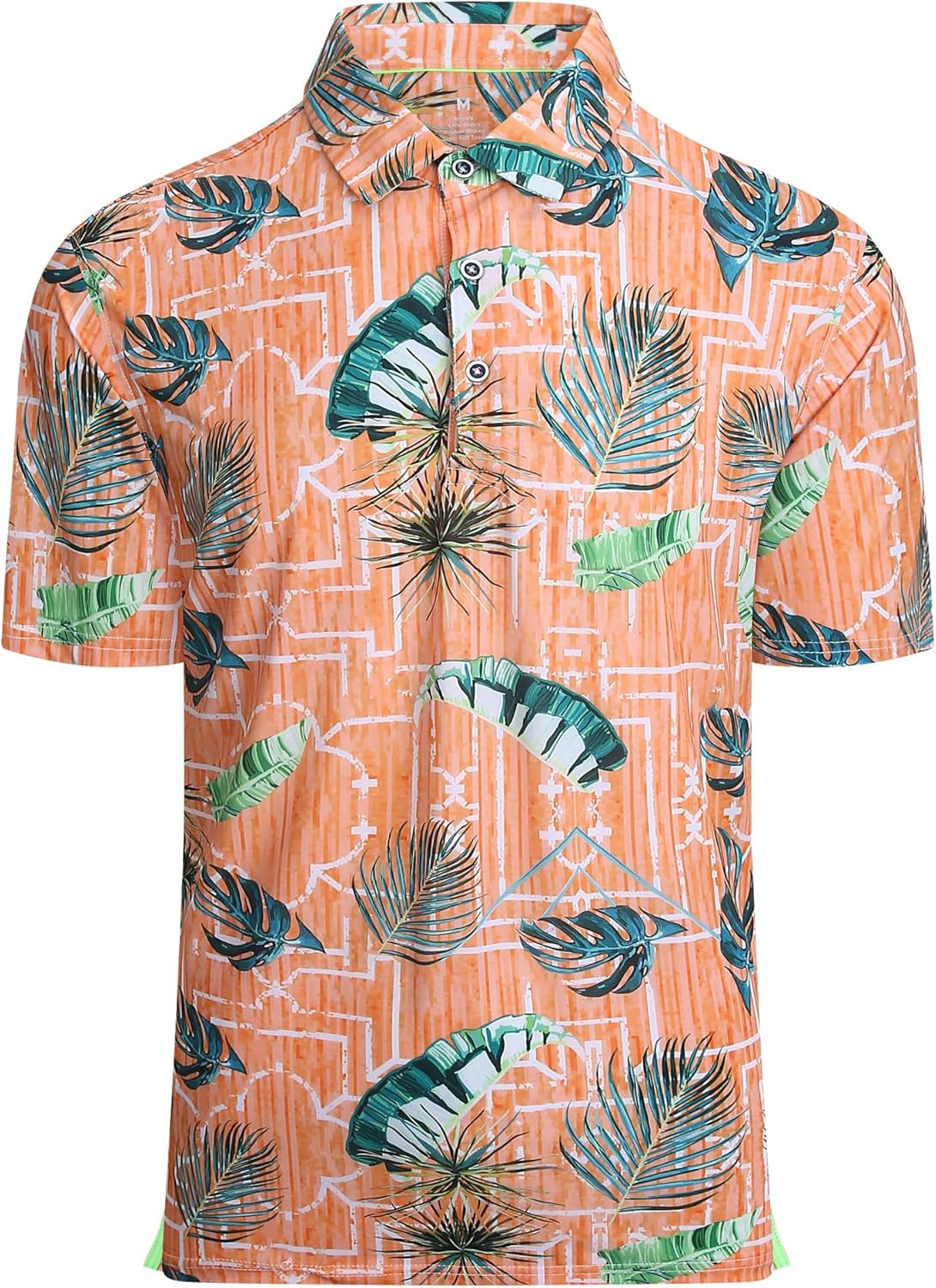 Alex Vando Mens Hawaiian Golf Shirt Moisture Wicking Digital Print Golf Shirts for Men