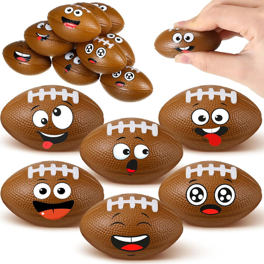 12 Pcs Mini Face Stress Balls for Boys Girls Sport Funny Face Squeeze Foam Balls for Stress and Anxiety Relief for Party Favors Birthday Gift Decoration(Football)