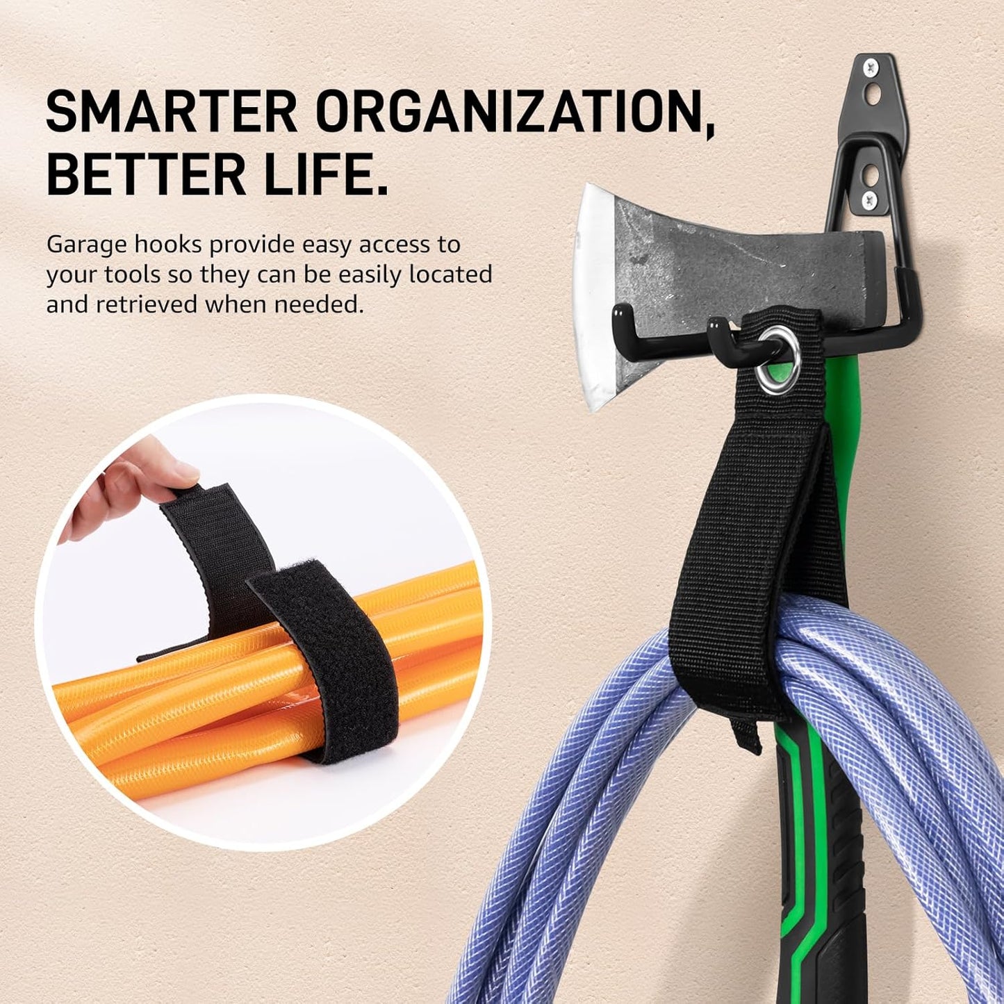 32 Pack Garage Hooks with Anti-Slip Coating Heavy Duty Wall Mount Hooks for Garage Storage and Hanging Hoses Bike Garden Tools Ropes etc