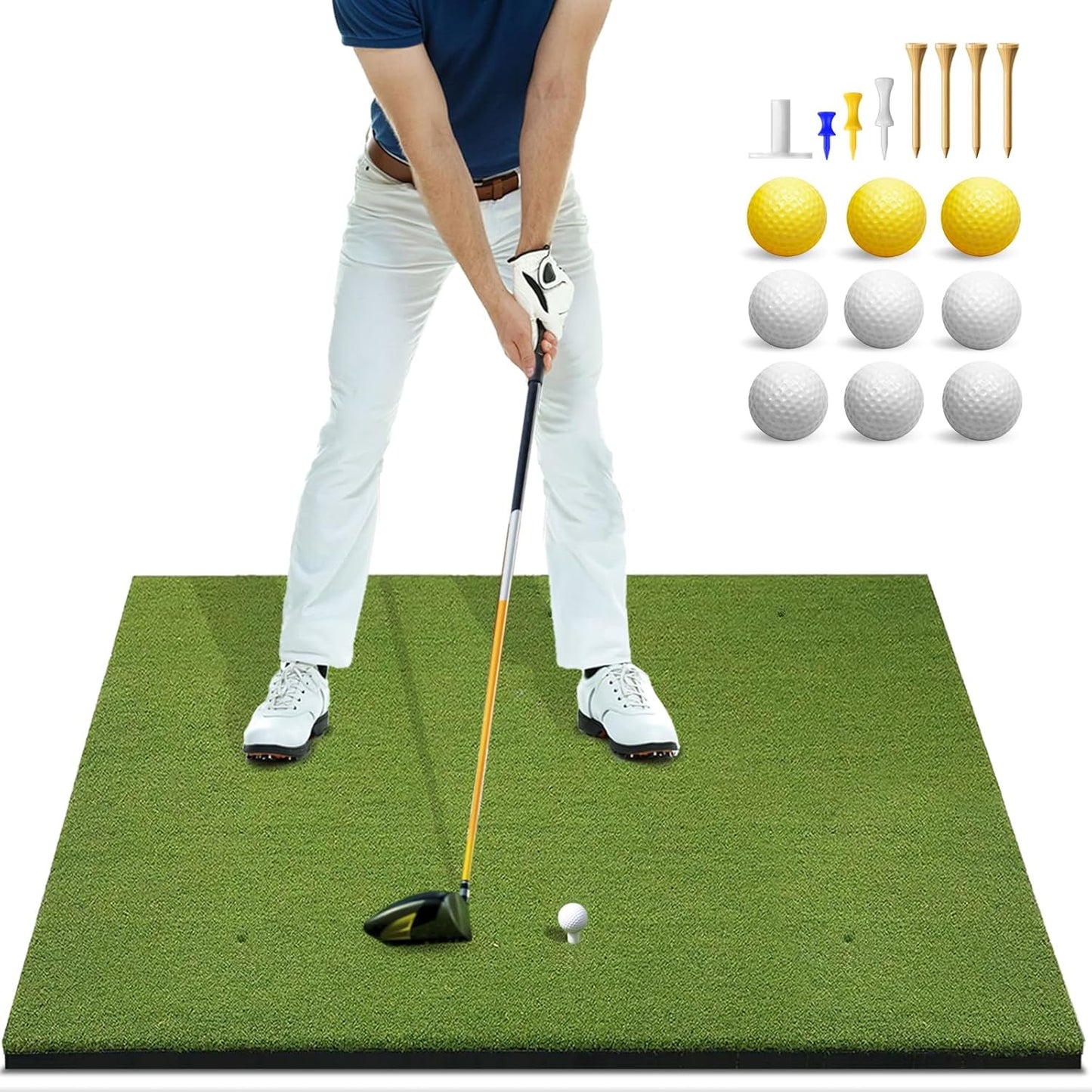 Bltend Golf Mat: 5x4ft & 5x5ft Heavy-Duty Golf Hitting Mats Practice Outdoor/Indoor, Elite Dense Artificial Turf Matt Training Aid for Backyard/Garage/Driving Range/Simulators